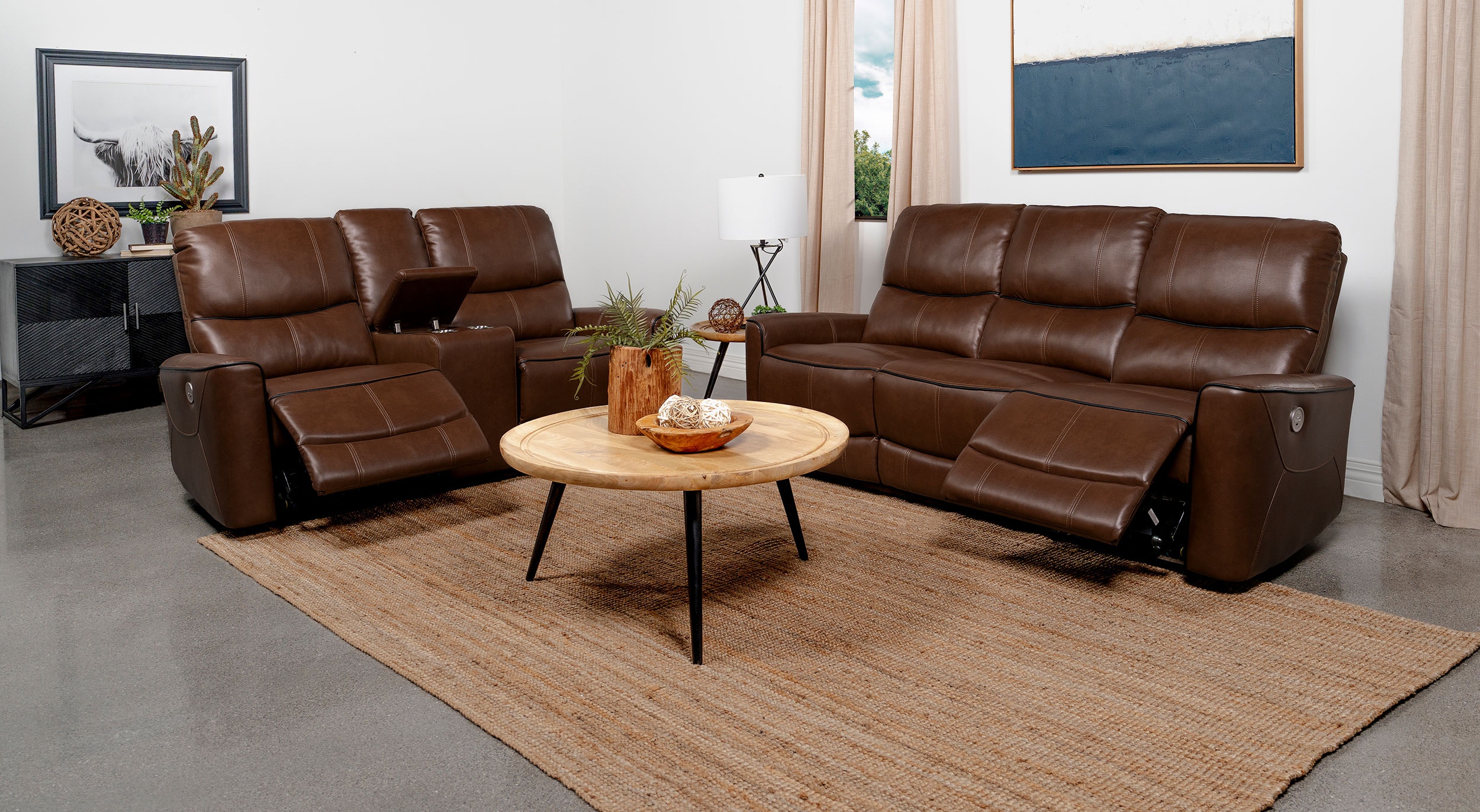 Coaster Living Room Greenfield 2-piece Power Reclining Sofa Set