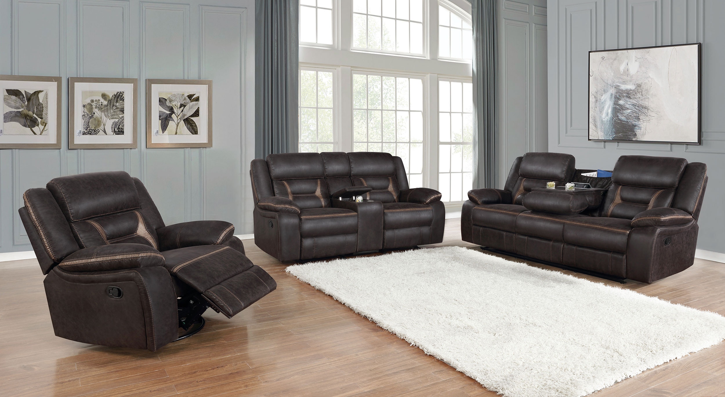 Coaster Living Room Greer 3-piece Upholstered Reclining Sofa Set