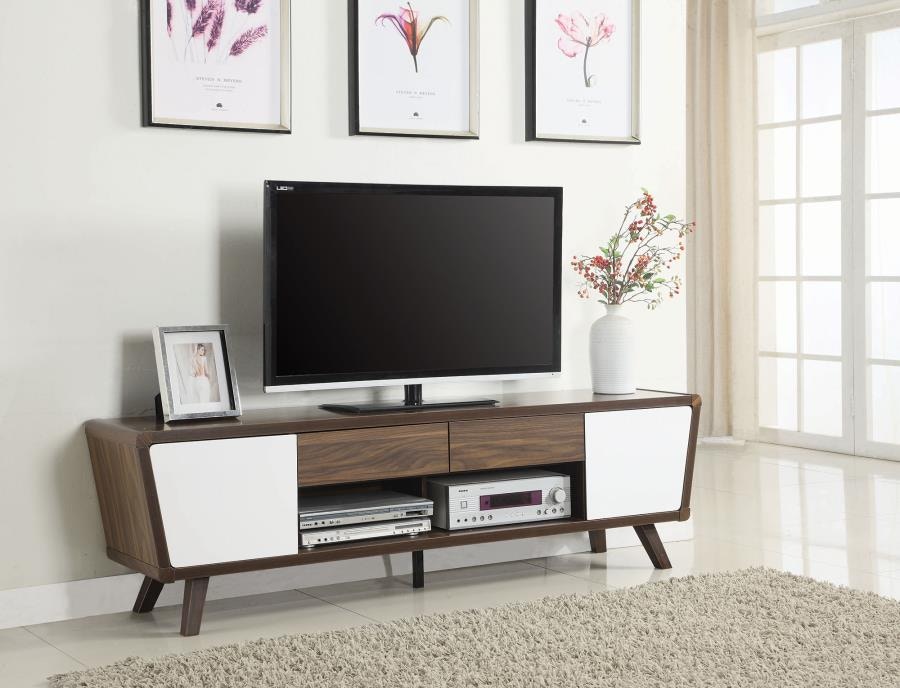 Alvin 2 door Engineered Wood 74 TV Stand Dark Walnut