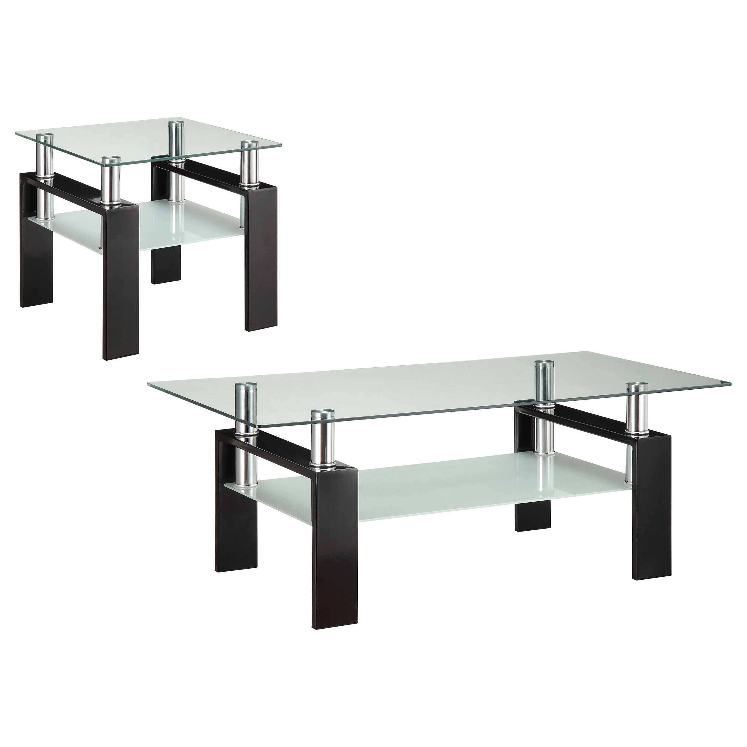 Coaster Dyer 2-piece Rectangular Coffee And End Table Set Black 702288-S2