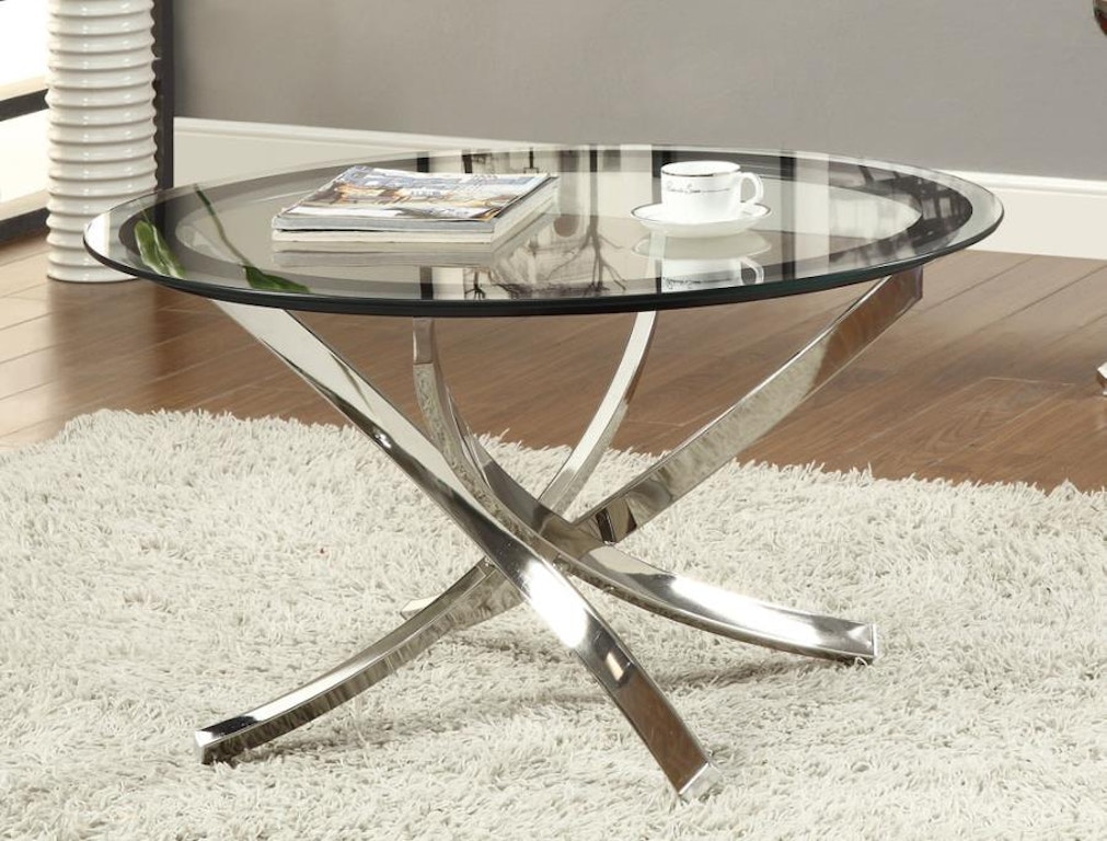 Coaster Living Room Glass Top Chrome Coffee Table 702588 Simply Discount Furniture Santa