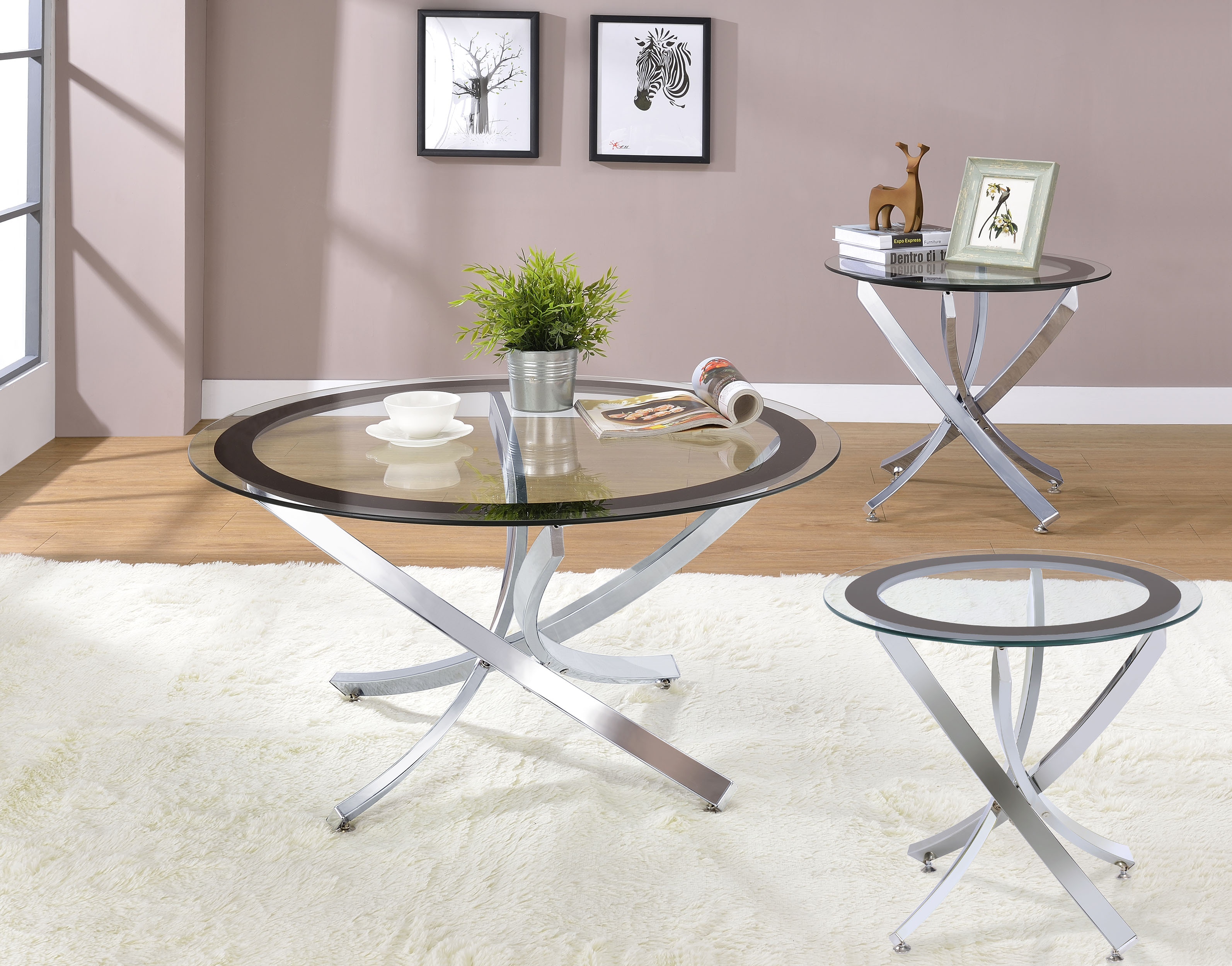 Coaster Brooke 3-piece Round Coffee And End Table Set Chrome 702588-S3