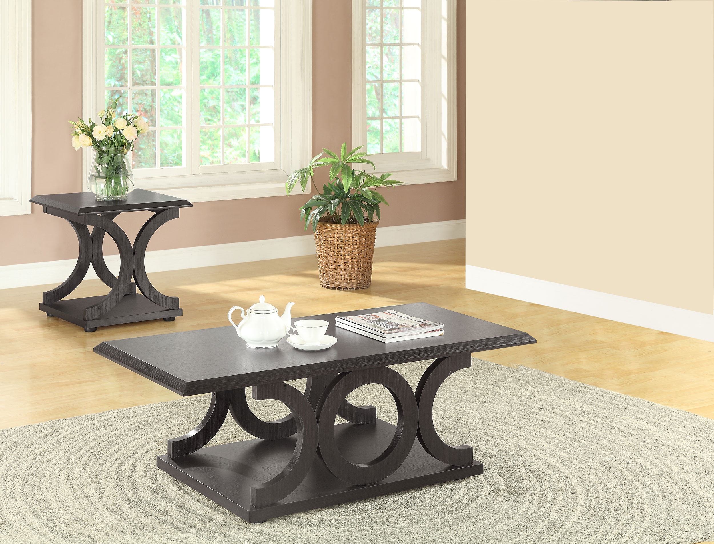 Coaster Shelly 2-piece Coffee And End Table Set Cappuccino 703148-S2