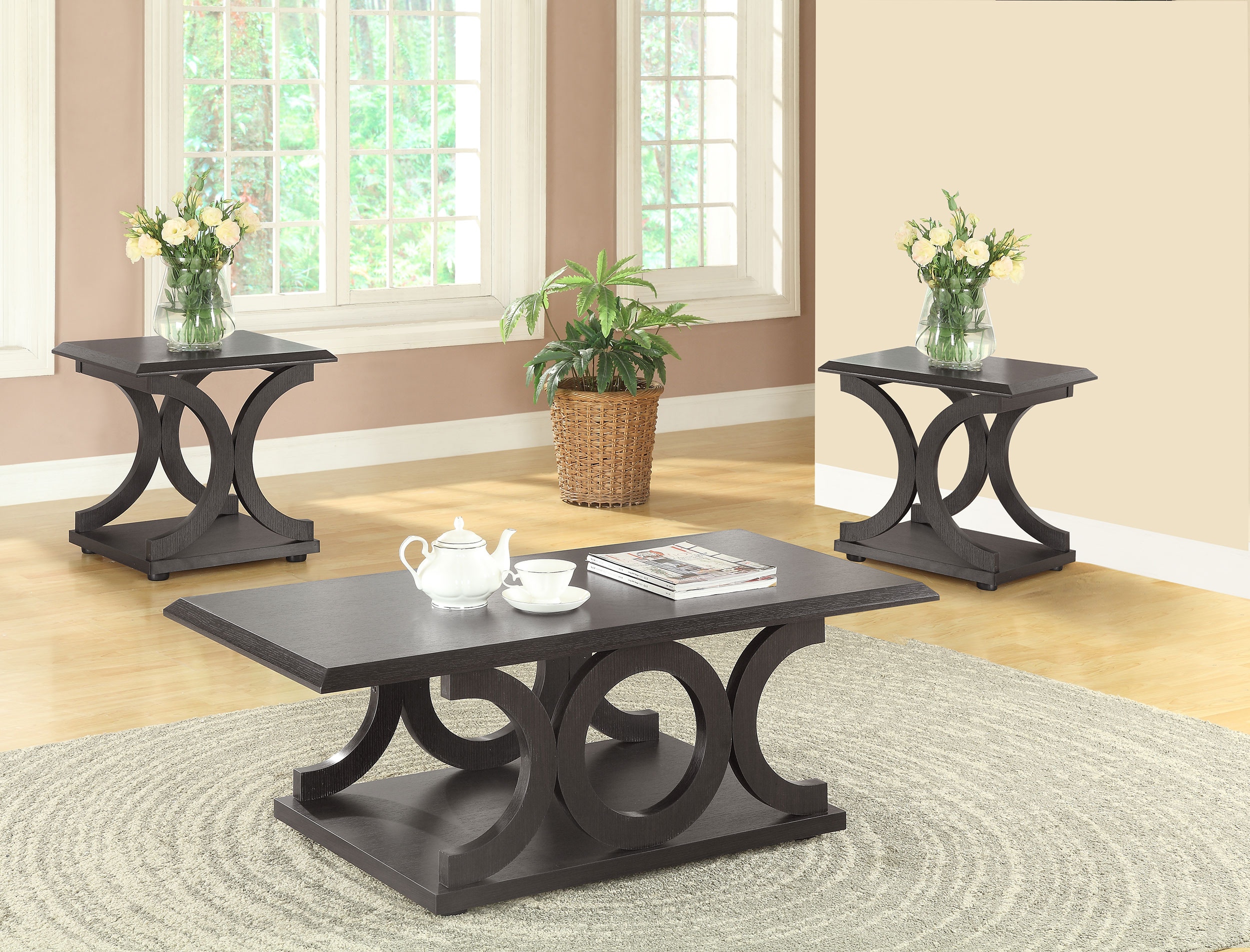 Coaster Shelly 3-piece Coffee And End Table Set Cappuccino 703148-S3