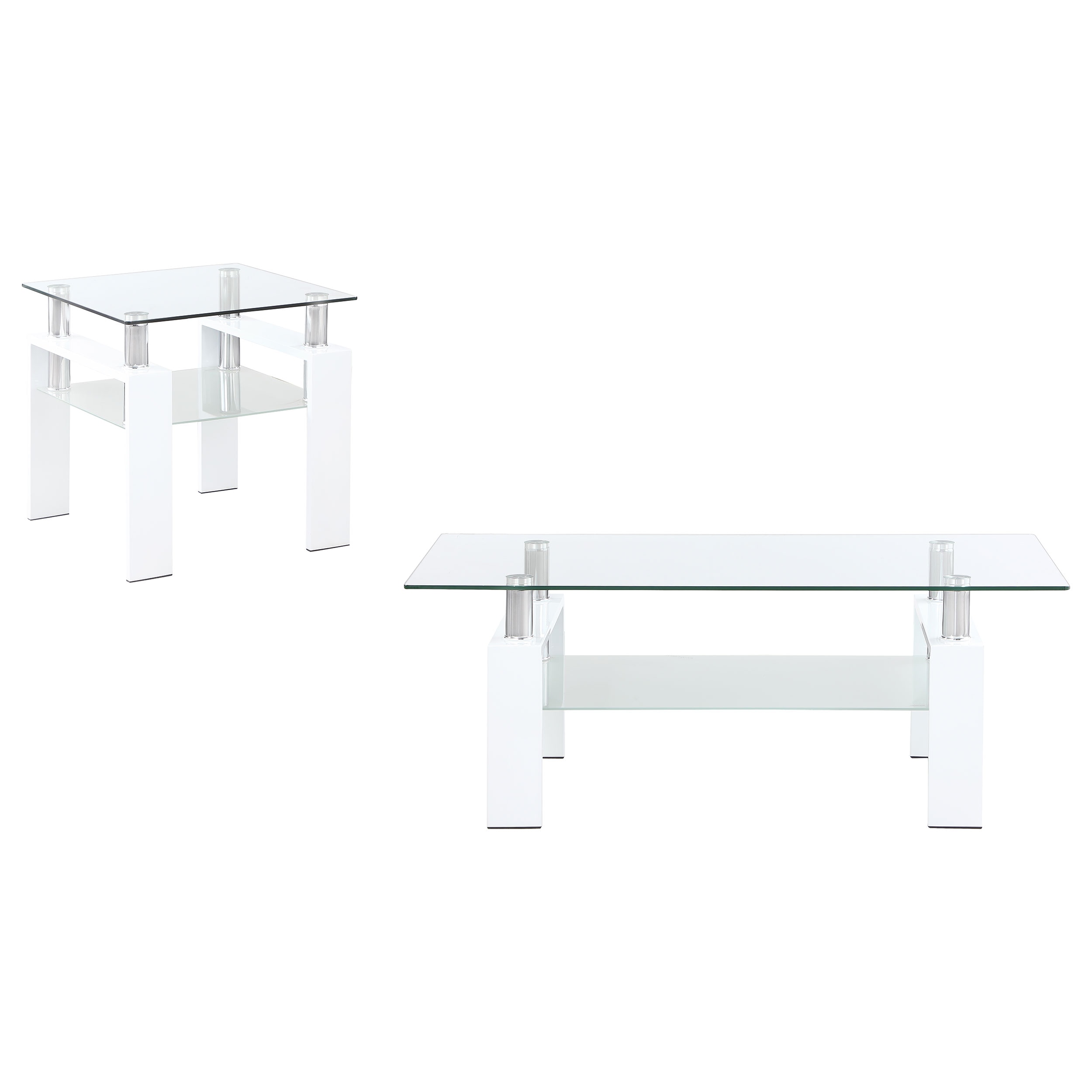 Coaster Dyer 2-piece Rectangular Coffee And End Table Set White 703438-S2