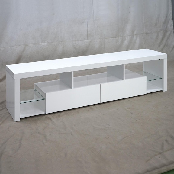 Coaster Jude 2-drawer 71" TV Stand With Shelving White High Gloss 704251