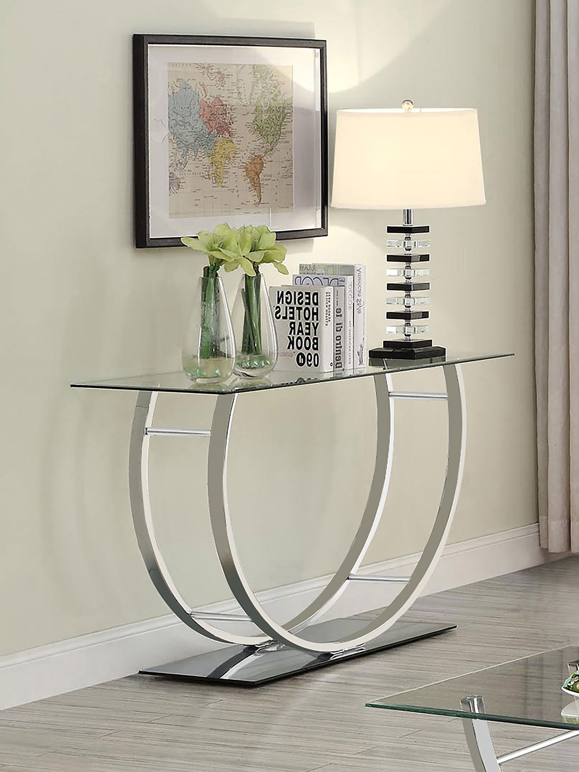 Coaster Living Room Danville U-shaped Glass Top Entryway Console