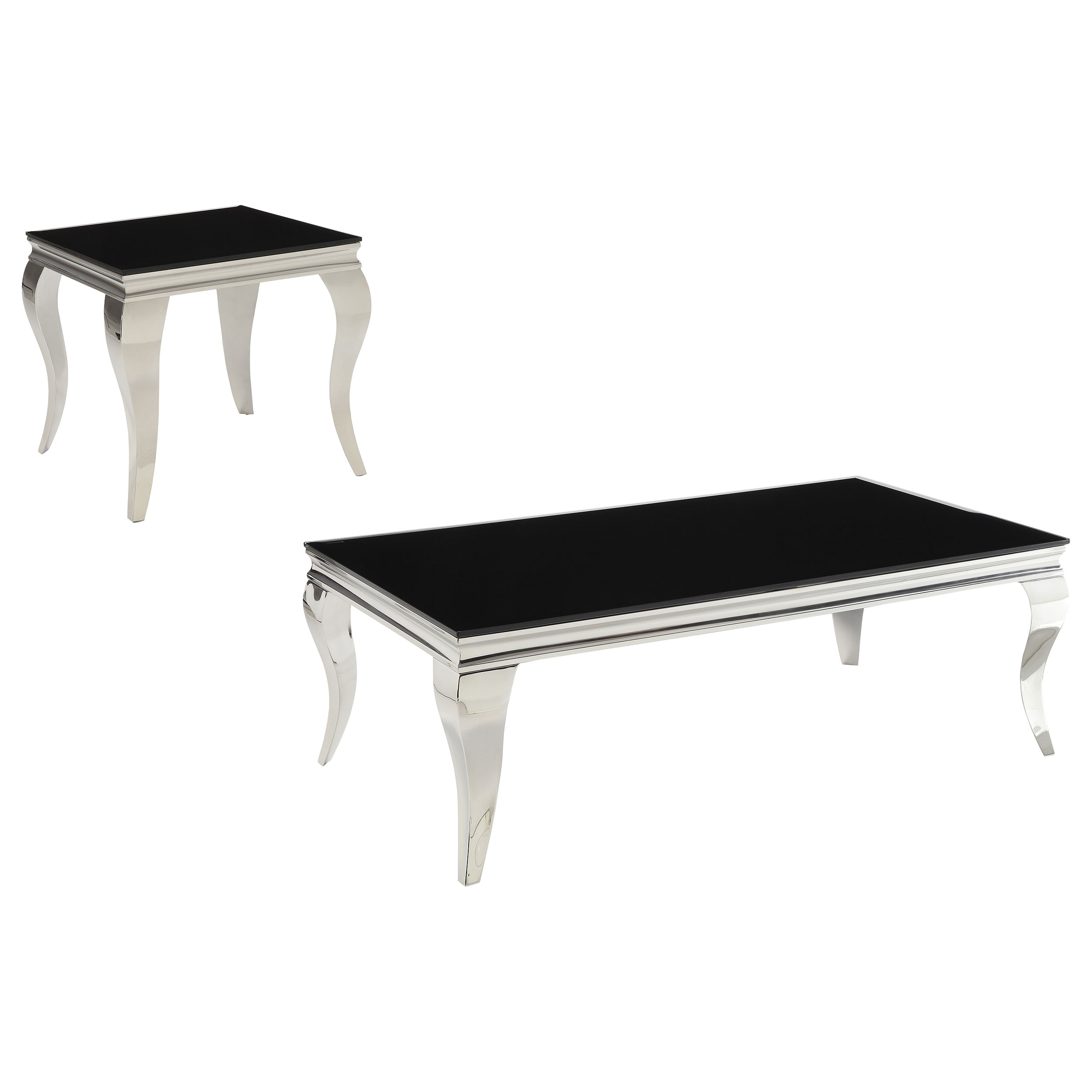 Coaster Carone 2-piece Glass Top Coffee And End Table Set Black 705018-S2