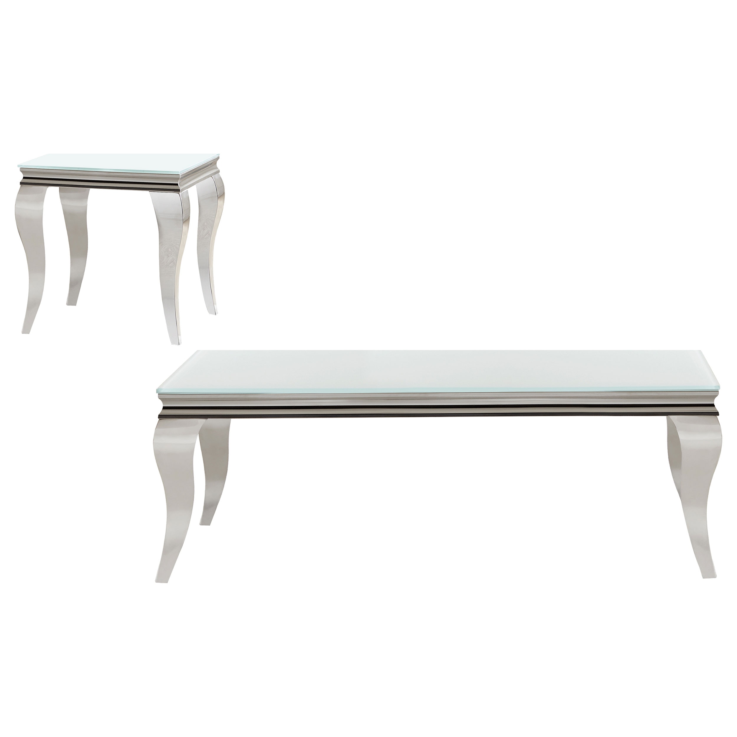  Carone 2-piece Glass Top Coffee And End Table Set White 