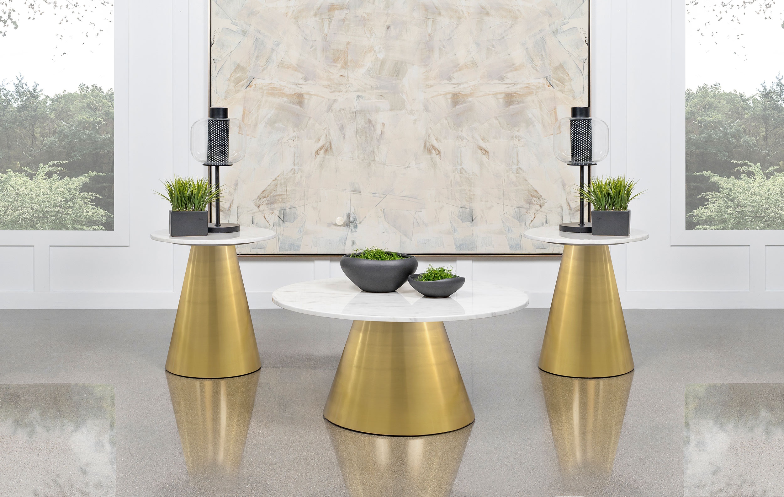 Coaster Avon 3-piece Marble Top Coffee And End Table Set White 707828-S3