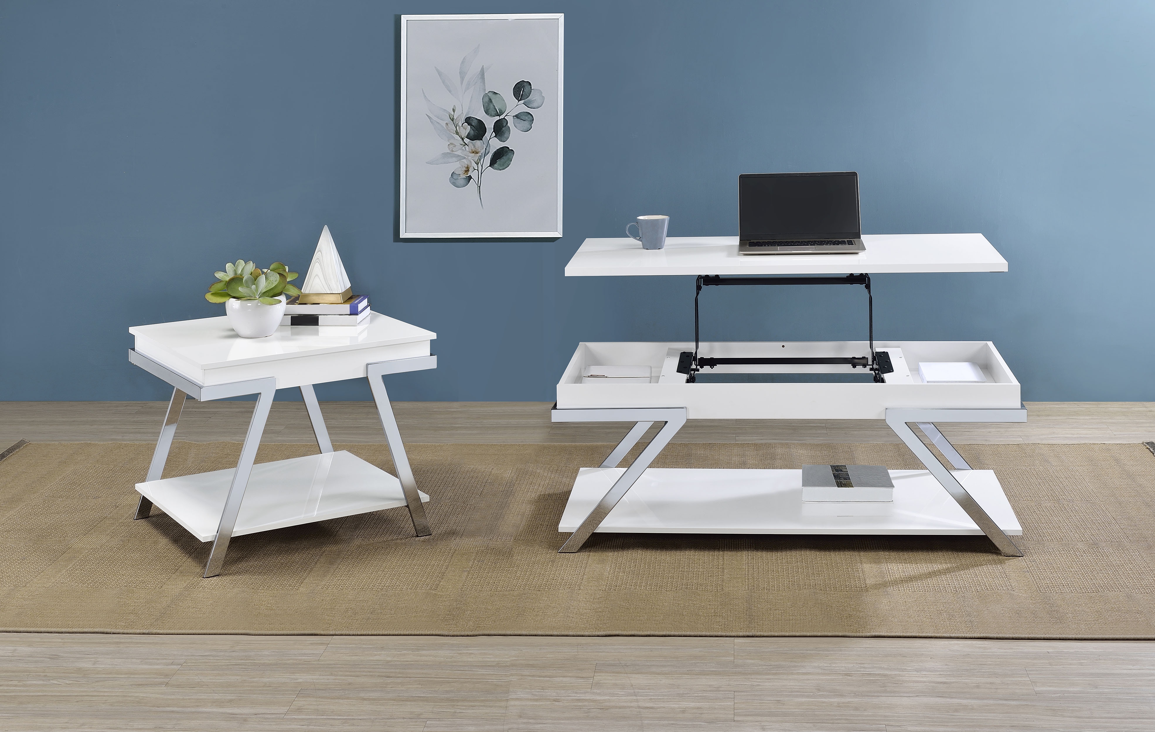Coaster Marcia 2-piece Coffee And End Table Set White High Gloss 708158-S2
