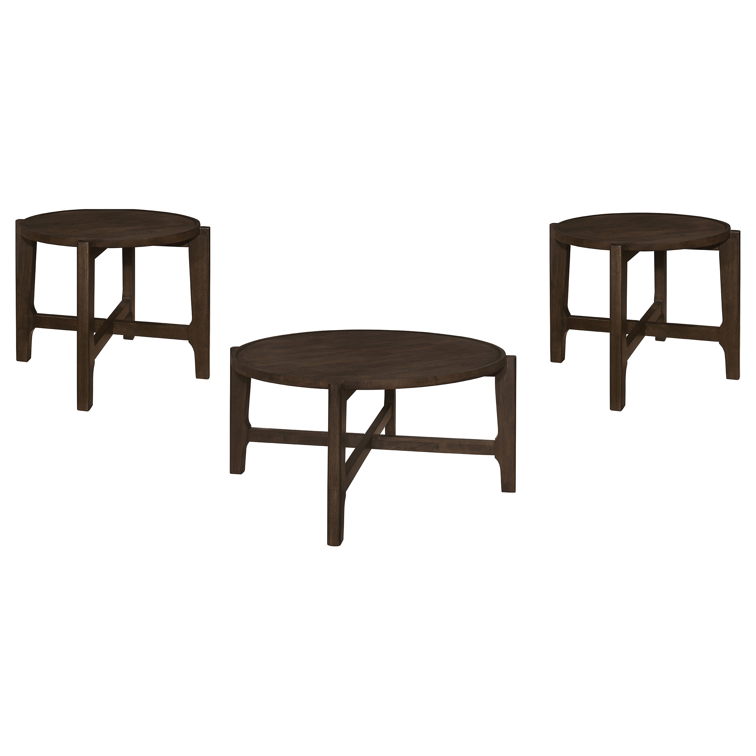 Coaster Cota 3-piece Solid Wood Coffee And End Table Set Dark Brown 708288-S3