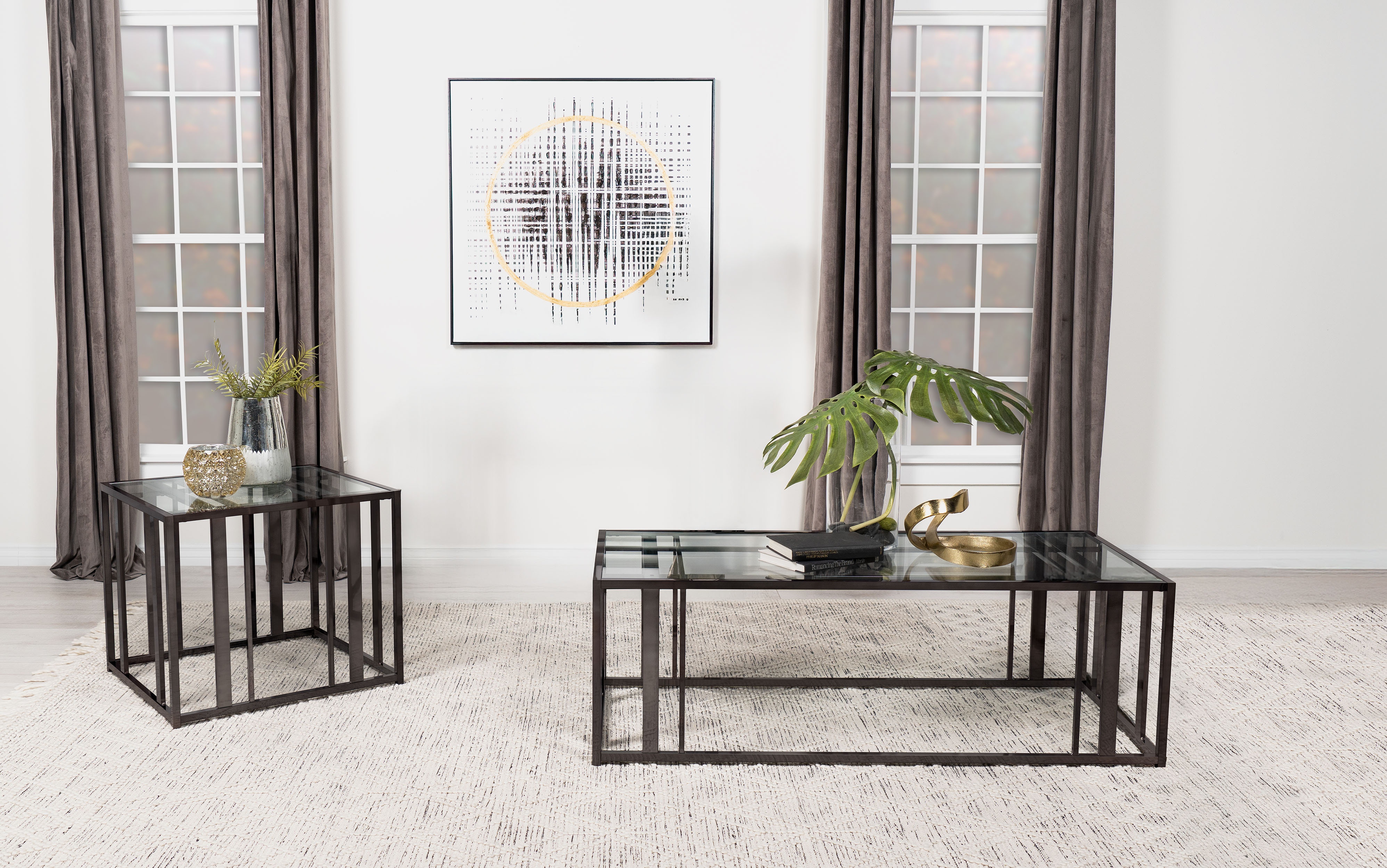 Coaster Adri 2-piece Coffee And End Table Set Black Nickel 708358-S2