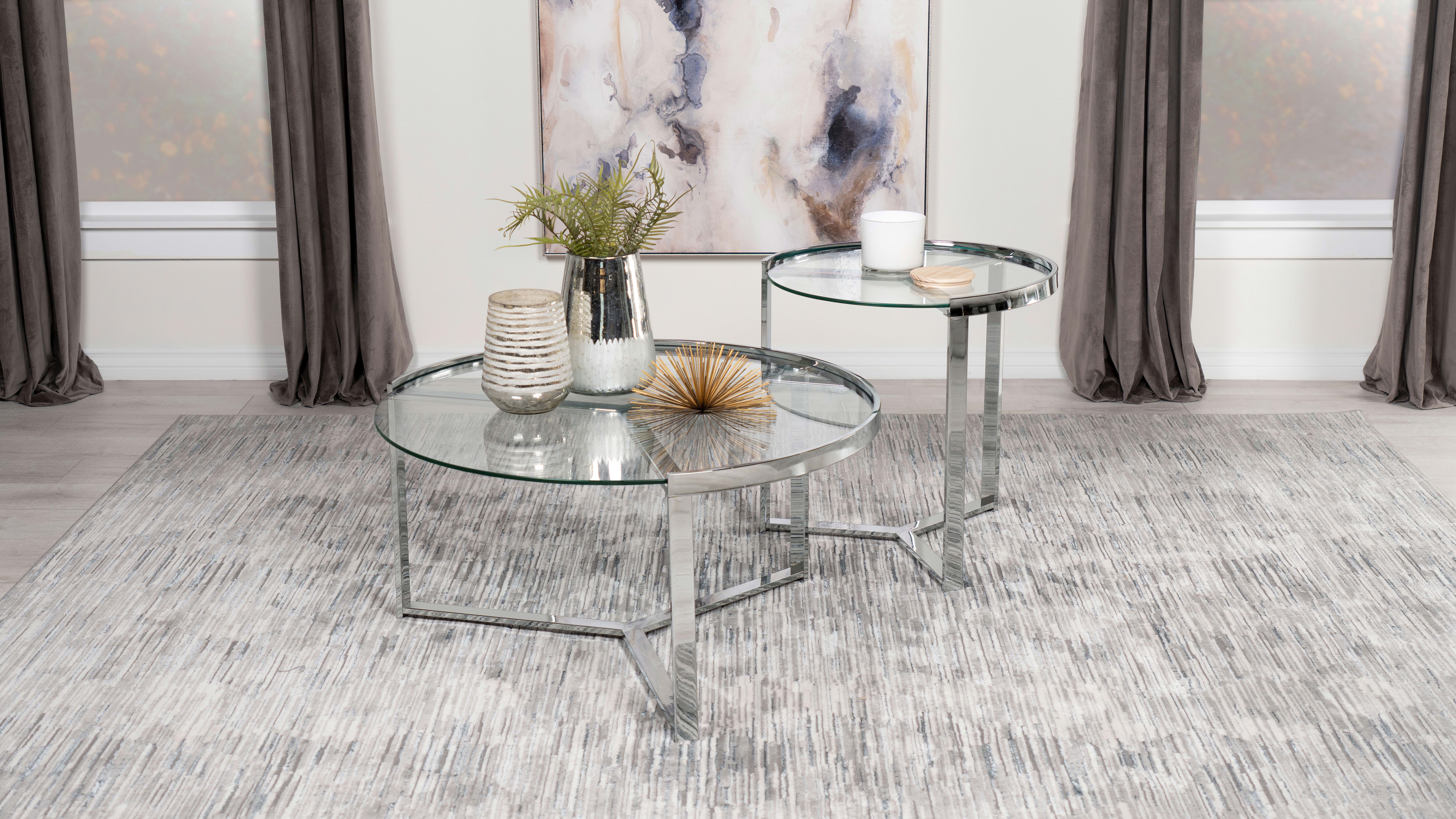Coaster Living Room Delia 2-piece Round Glass Top Nesting