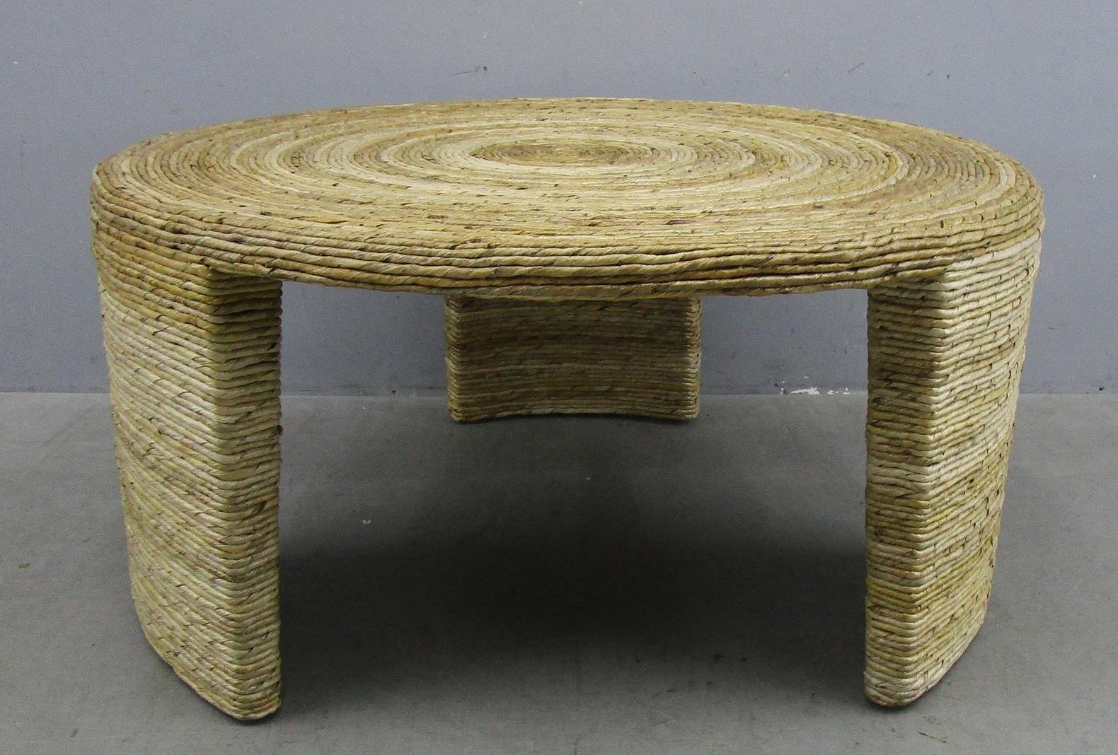 Artina Woven Rattan Round Coffee Table Natural Brown 
