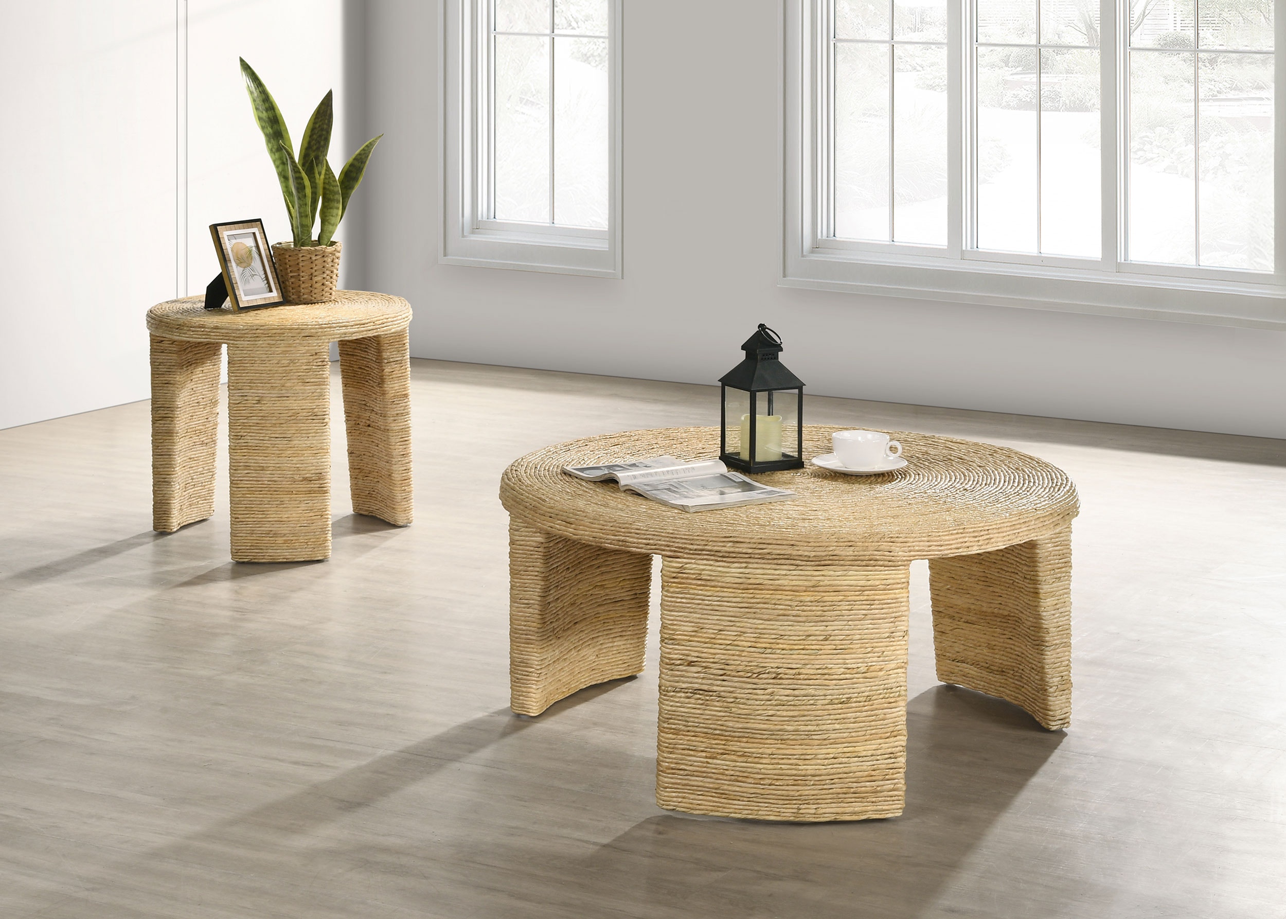 Coaster Artina 2-piece Rattan Coffee And End Table Set Natural 708508-S2