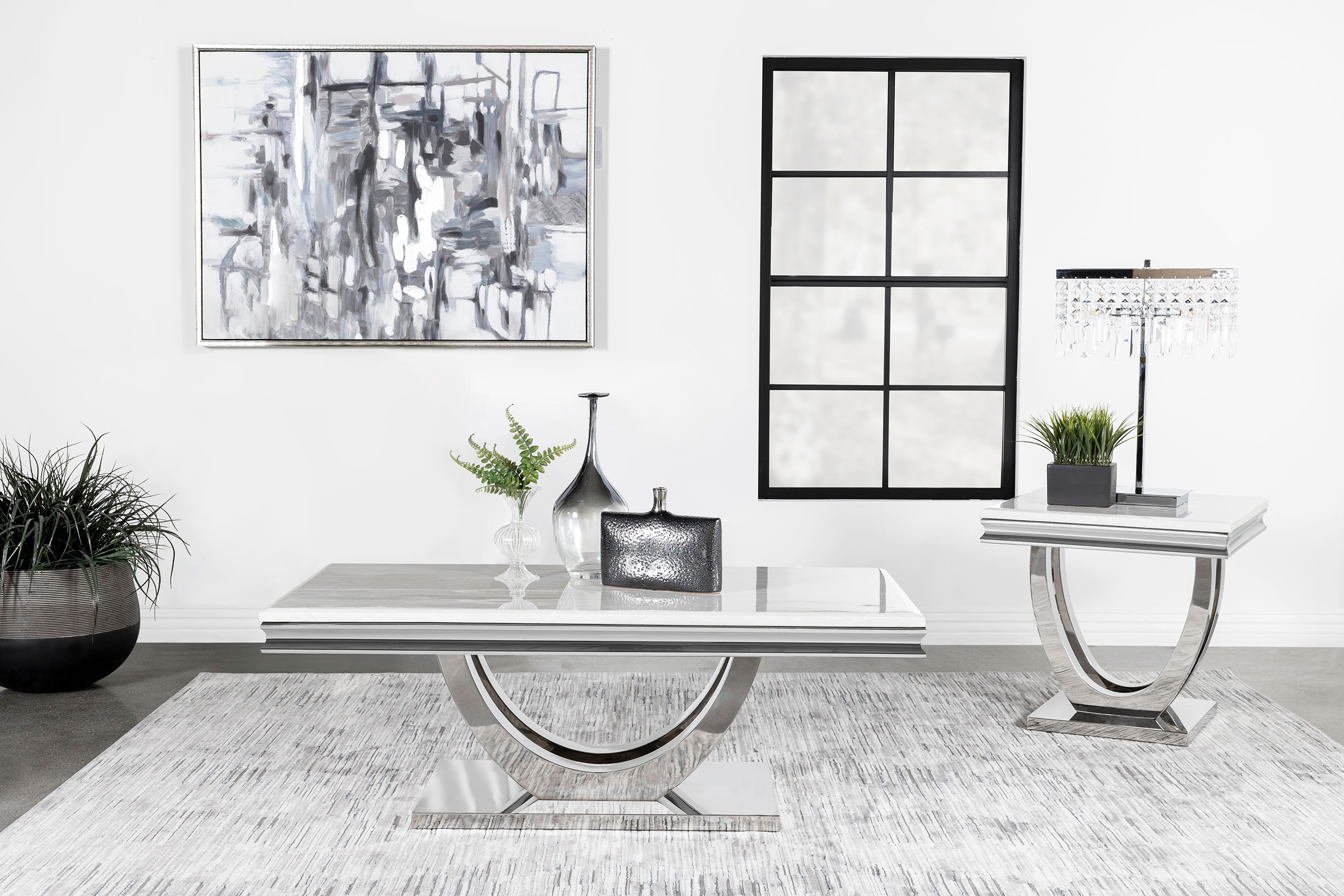 Coaster Kerwin 2-piece Rectangular Coffee And End Table Set Chrome 708538-S2