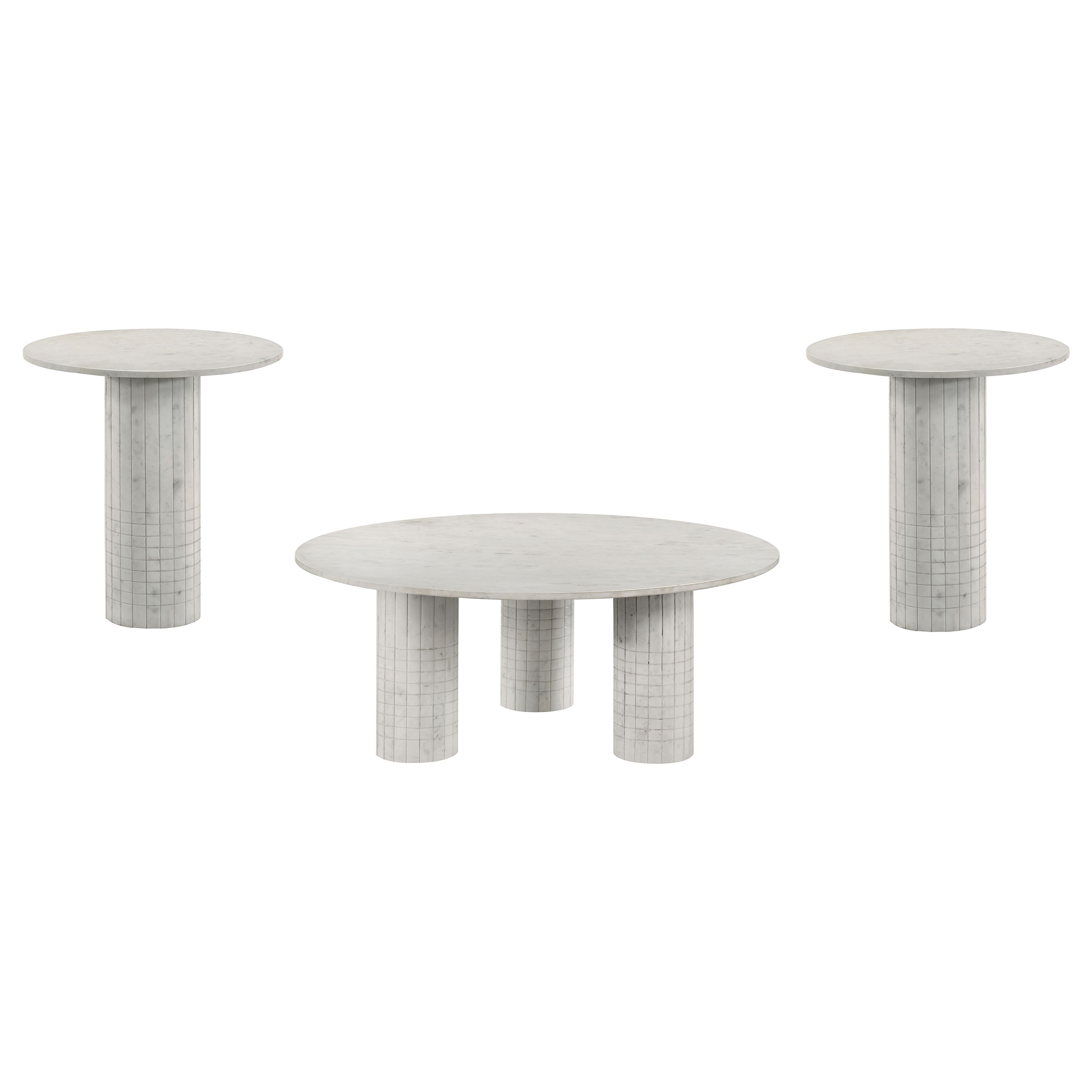Coaster Astoria 3-piece Marble Coffee And End Table Set White 709668-S3