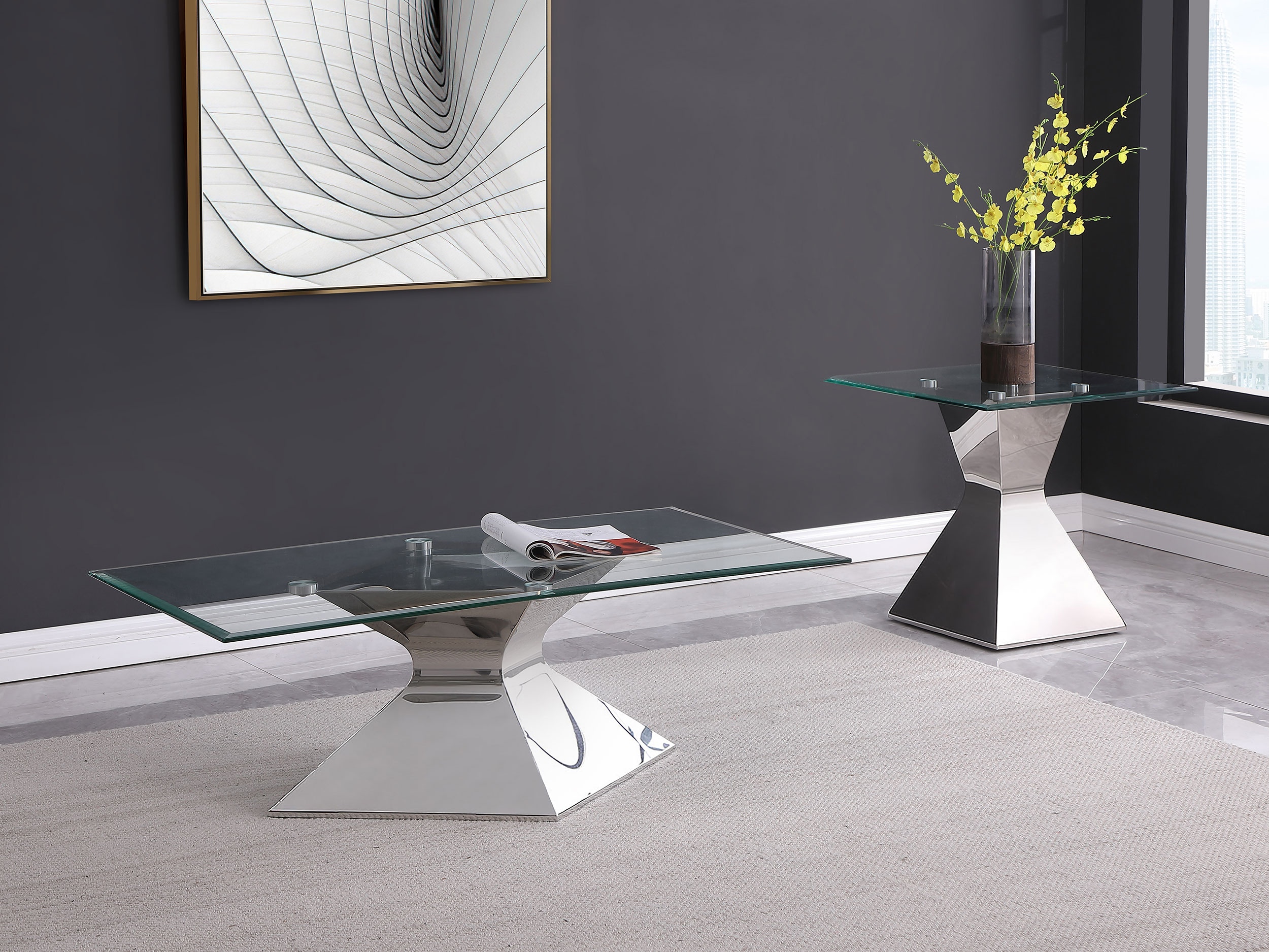 Coaster Jenny 2-piece Rectangular Coffee And End Table Set Chrome 710208-S2