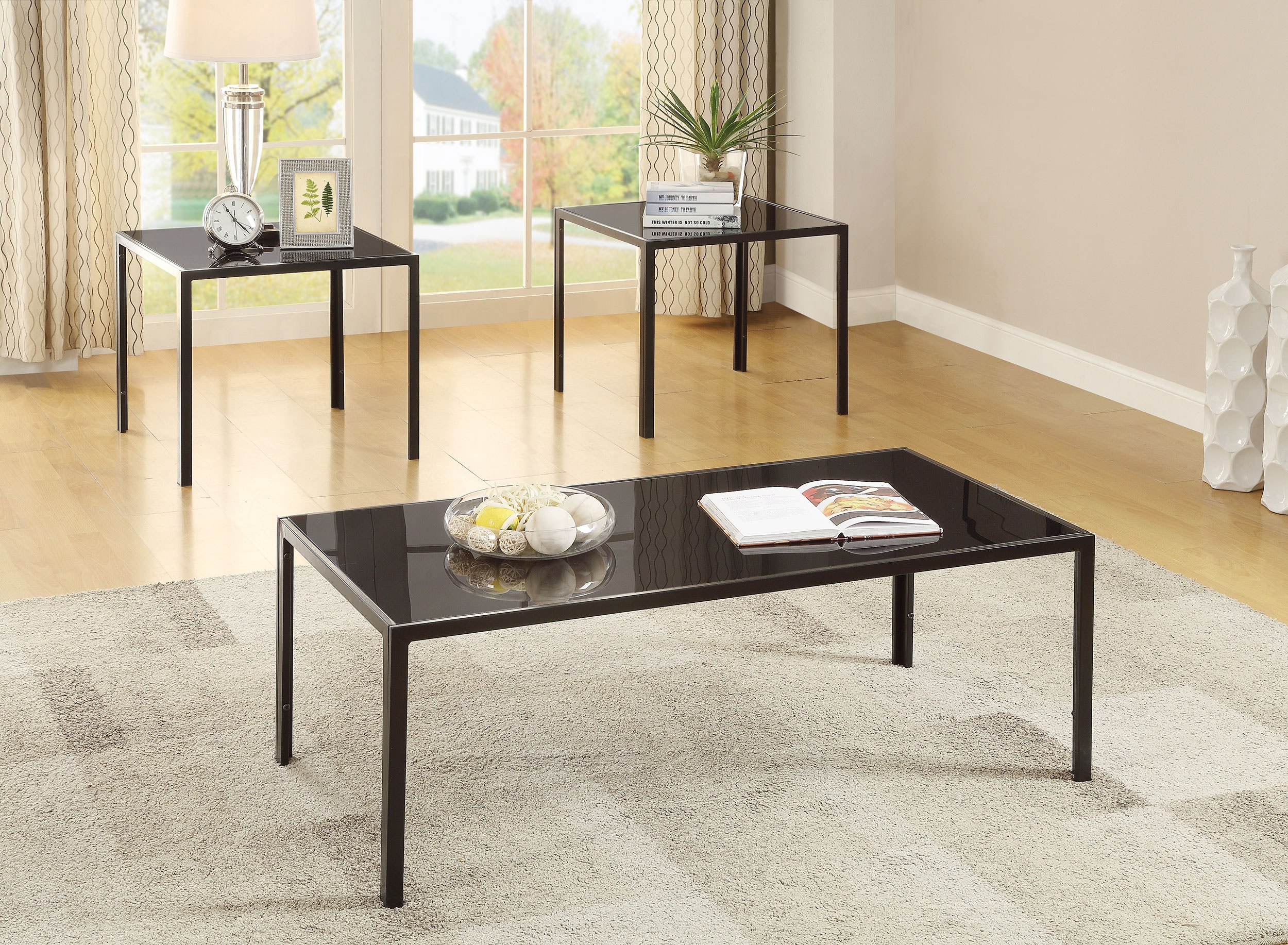 Coaster Living Room Brock Rectangular Glass Top Coffee Table Set Coaster Living Room Brock Rectangular Glass Top Coffee Table Set