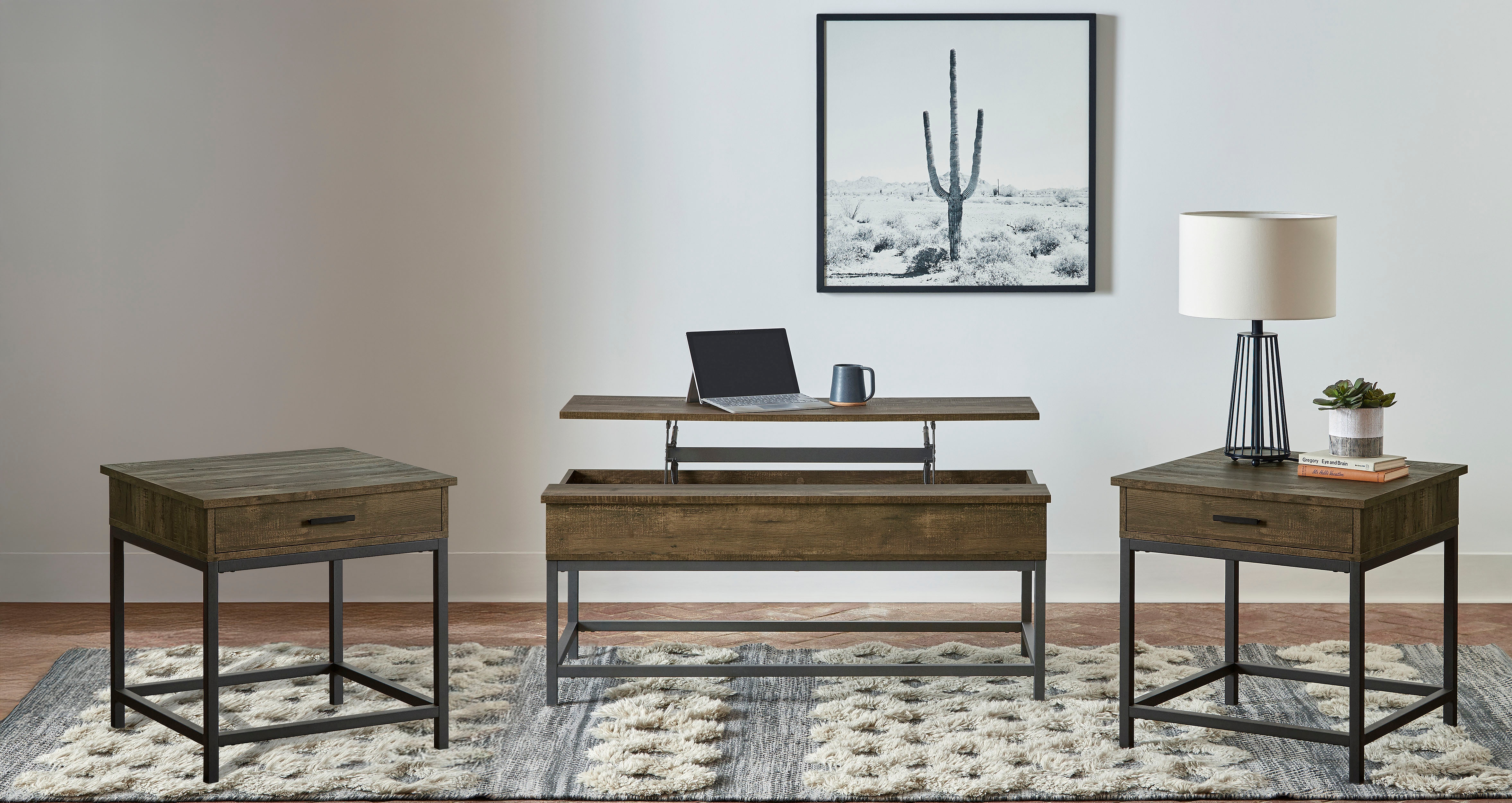 Coaster Byers 3-piece Lift Top Coffee And End Table Set Brown Oak 723778-S3
