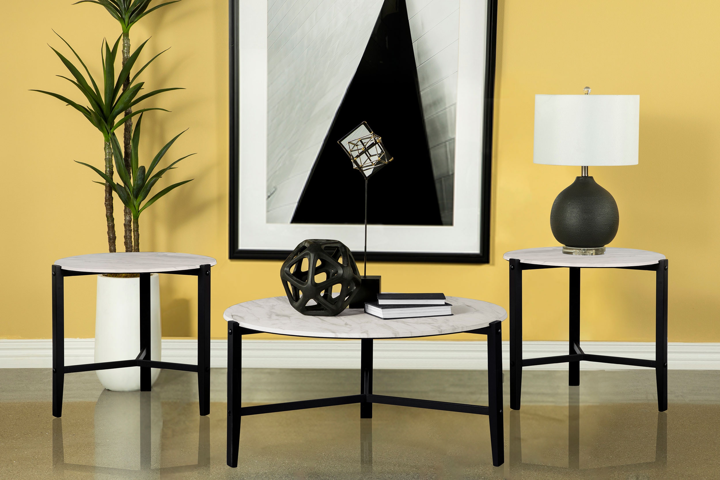  Tandi 3-piece Faux Marble Coffee And End Table Set White 