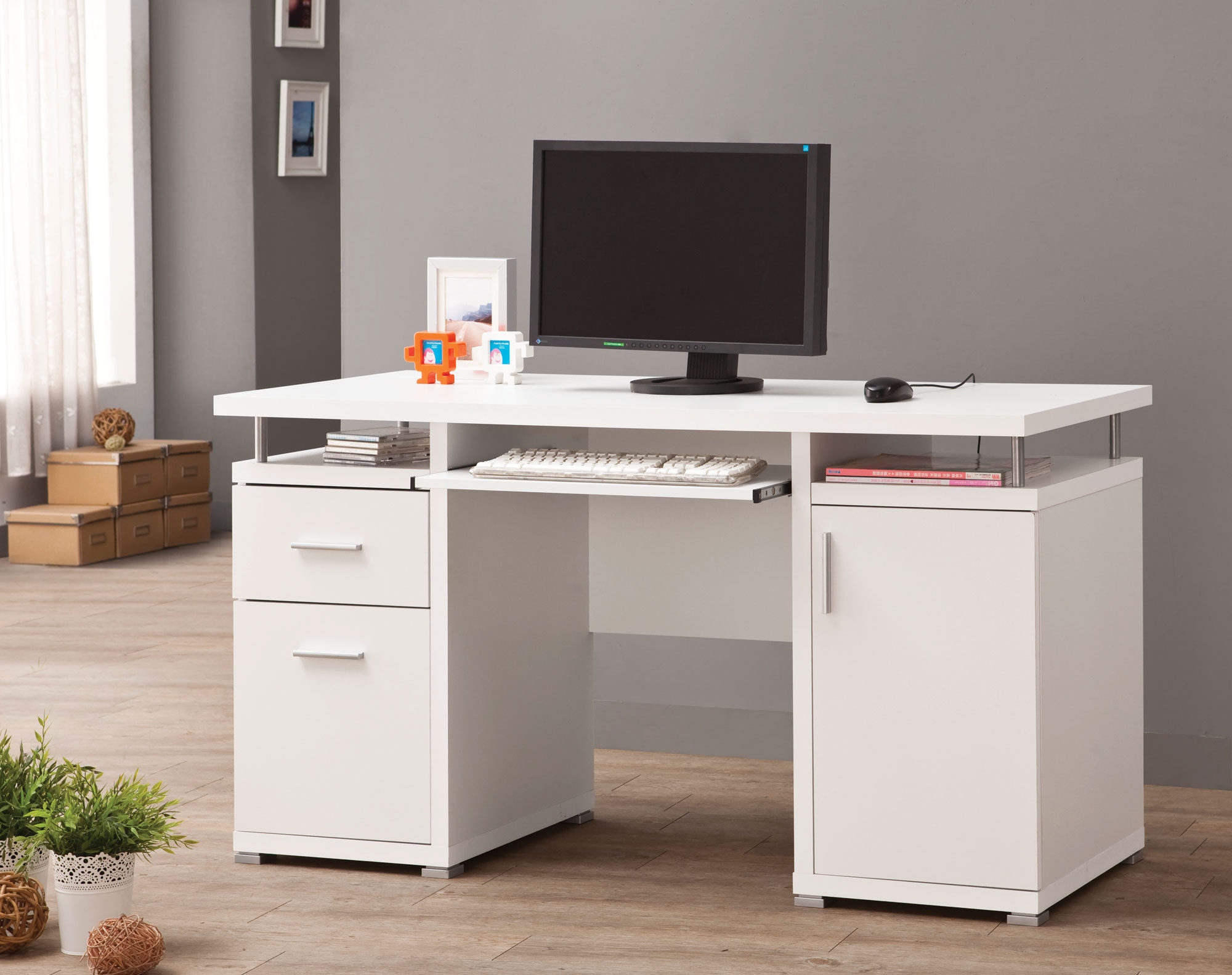 Coaster Home Office Tracy 55 inch 2 drawer Office Computer Desk White 800108 Anna s Home