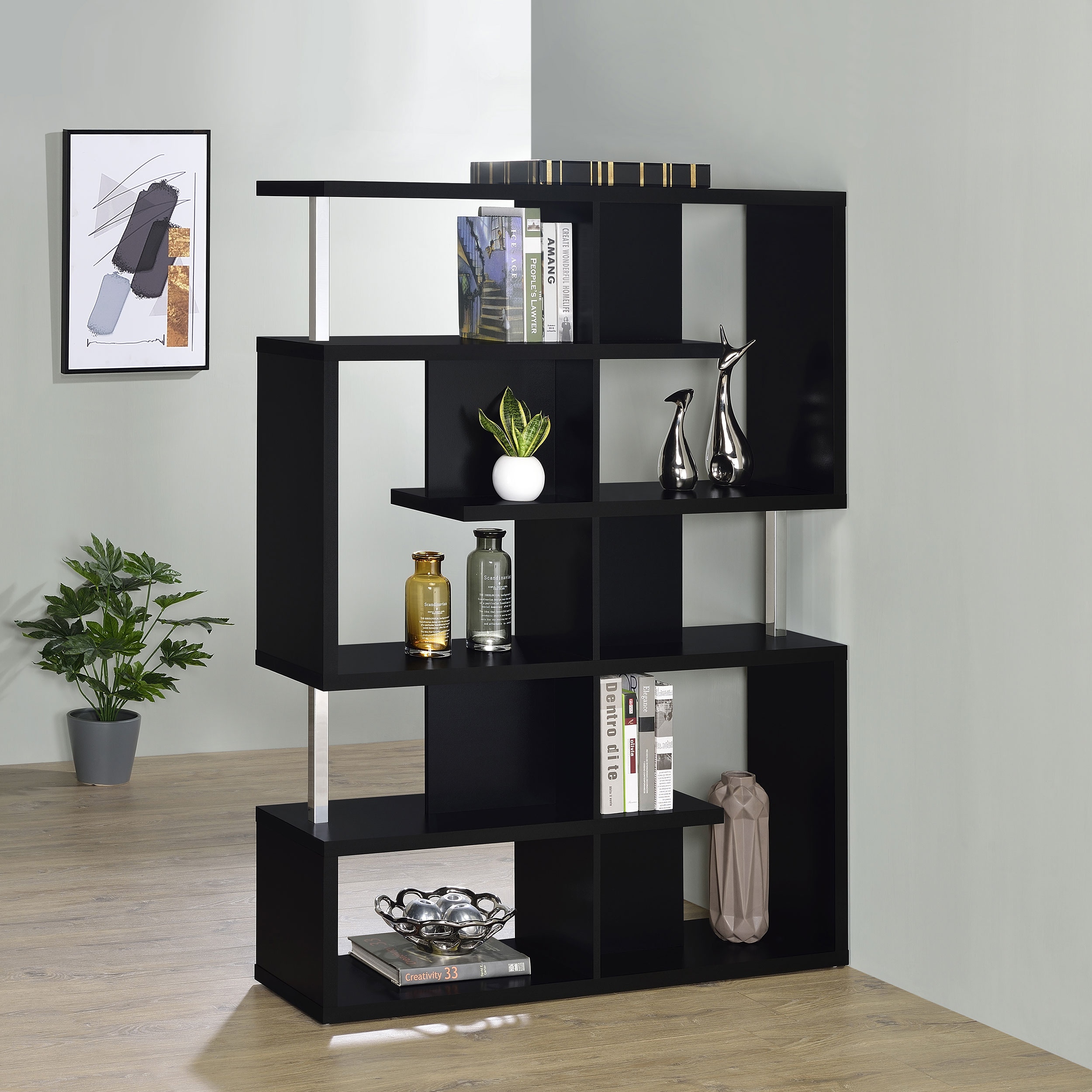 Coaster Home Office Hoover 63-inch 5-shelf Bookshelf Black 800309