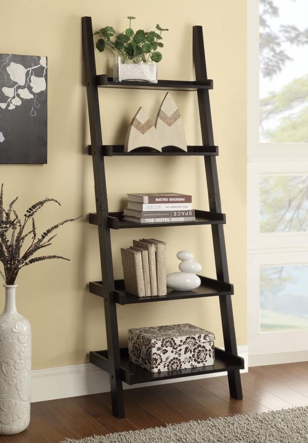 Coaster Home Office Colella 72 inch 5 shelf Ladder Bookshelf Cappuccino 800338 Anna s Home