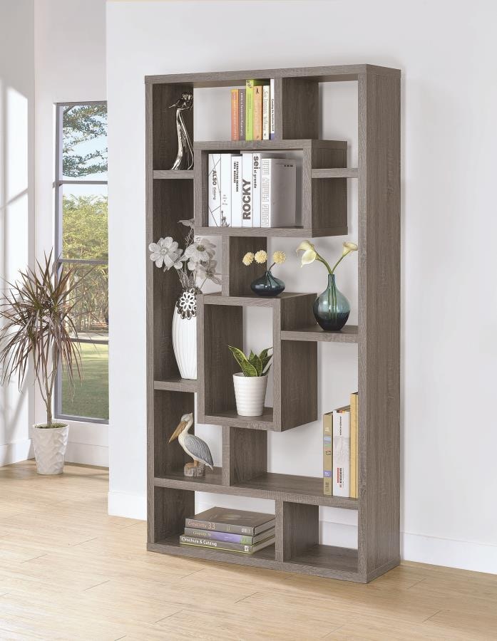 Coaster Home Office Corey 71-inch 8-shelf Bookshelf Weathered Grey