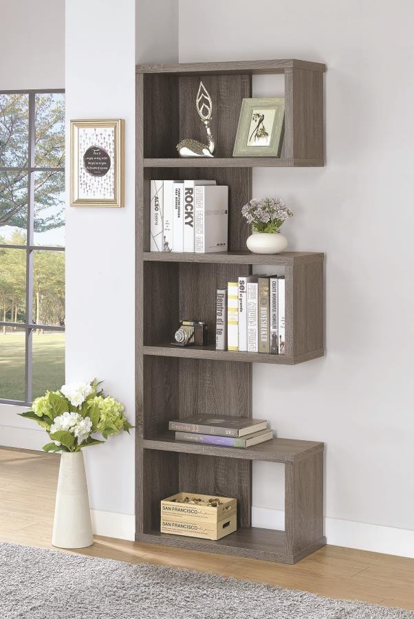 Coaster Home Office Joey 71-inch 5-shelf Bookshelf Weathered Grey