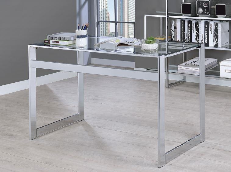 Coaster Home Office Hartford 47 inch Glass Top Writing Desk Chrome 800746 Wenz Home Furniture