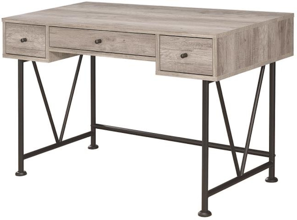 Coaster Home Office Guthrie Industrial Grey Driftwood Writing Desk 801549 Furniture Plus Inc