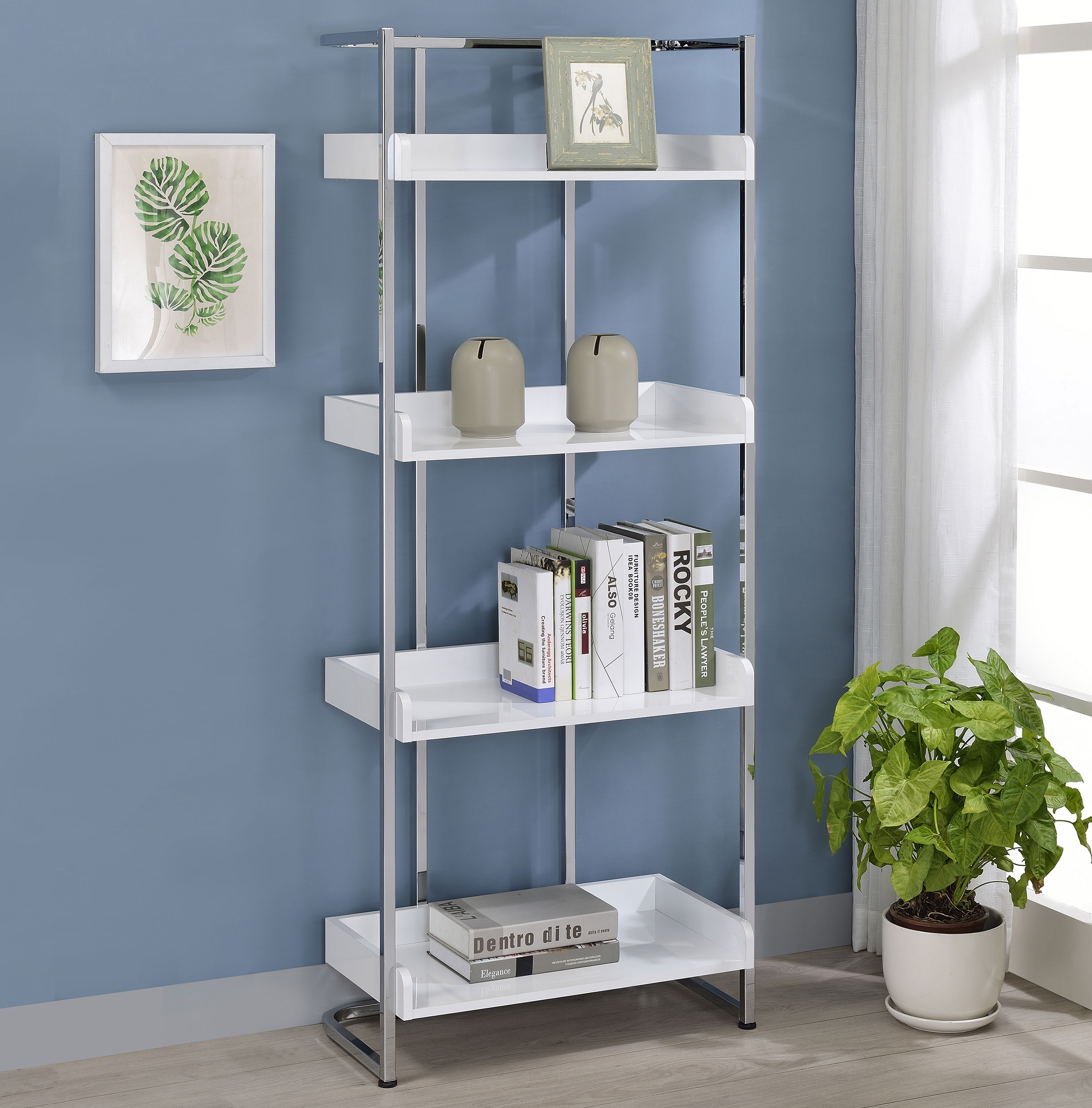 Coaster Home Office Ember 68-inch 4-shelf Bookshelf White Coaster Home Office Ember 68-inch 4-shelf Bookshelf White