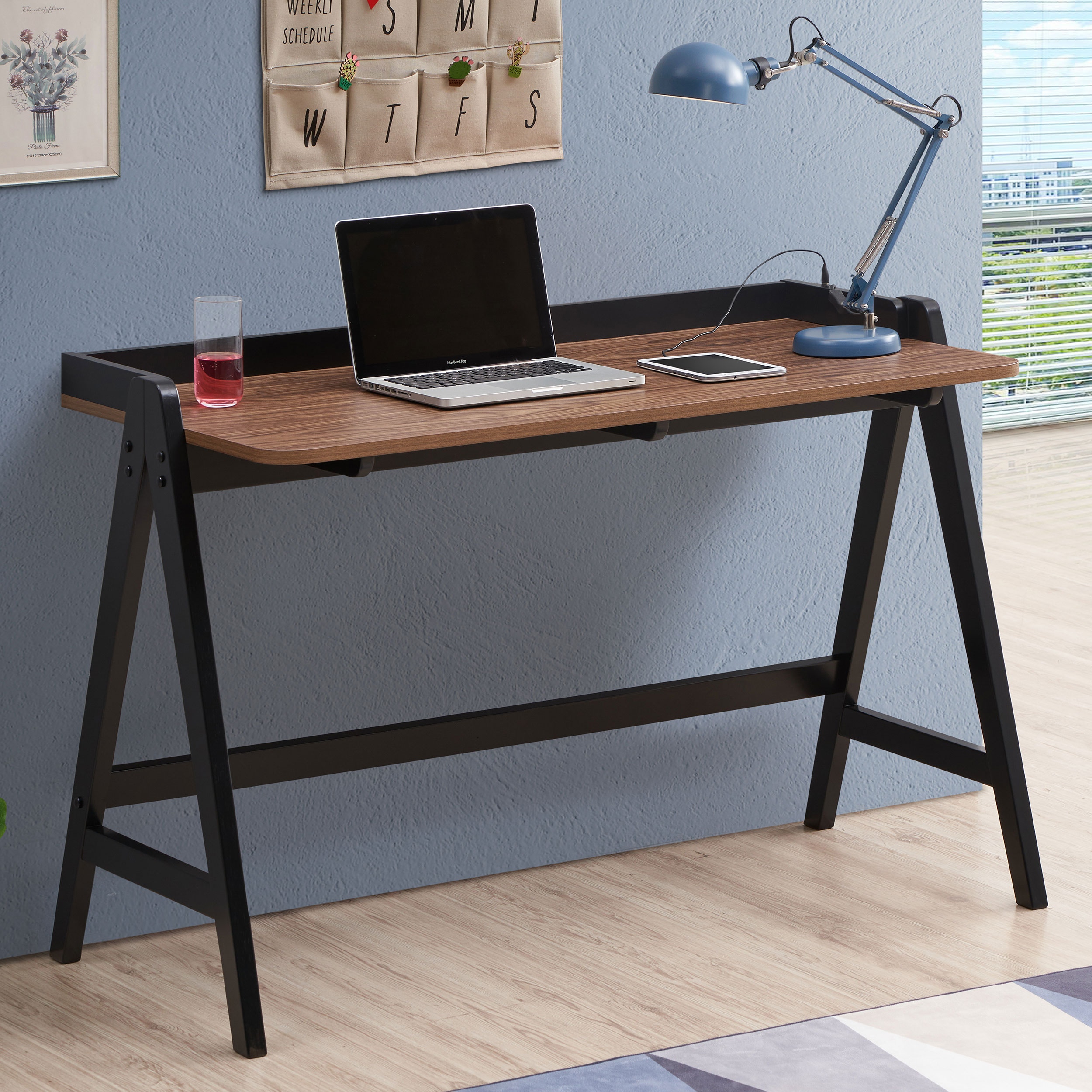 Coaster Home Office Raul 50 inch Writing Desk With Usb Ports Walnut And Black 805926 Payless
