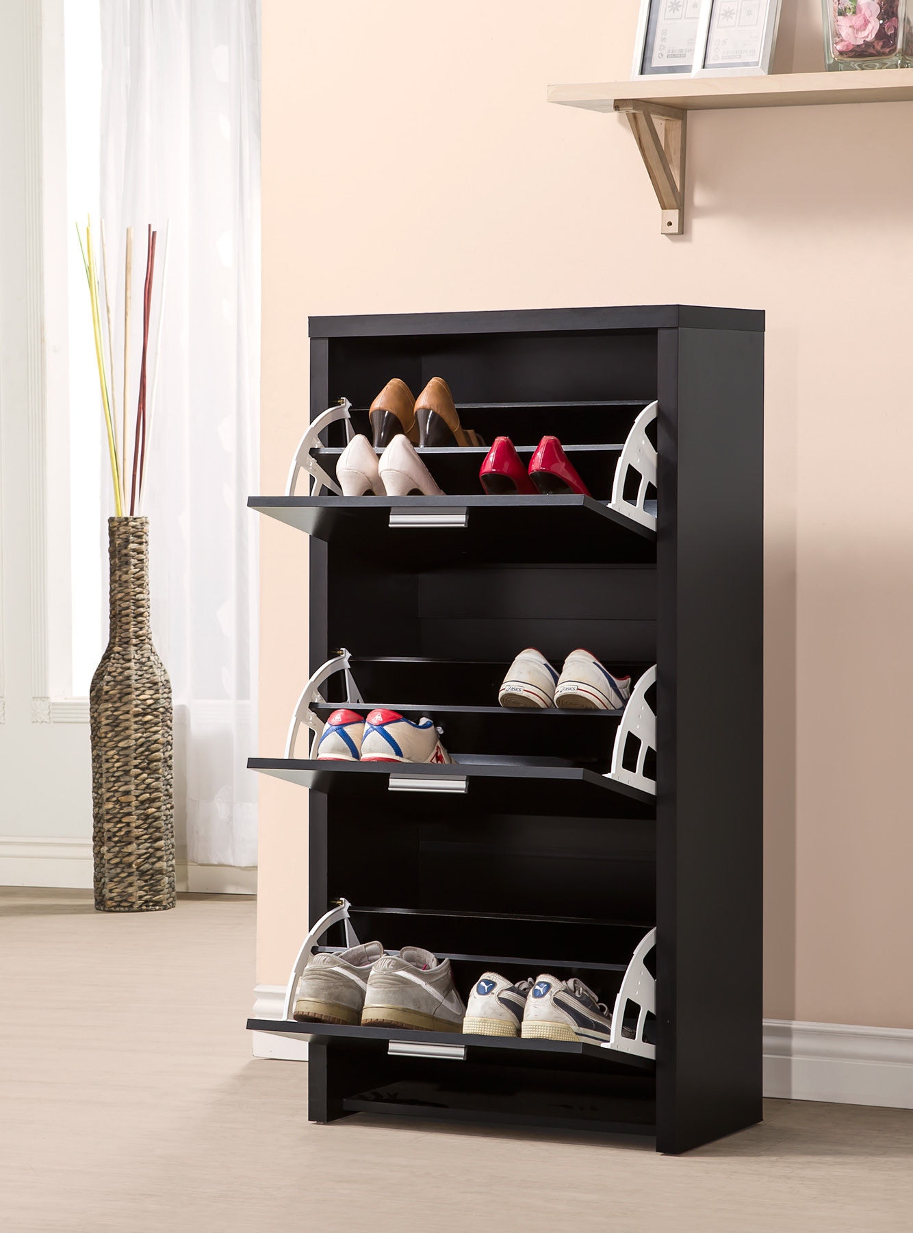 braxton shoe cabinets on Coaster Accessories Transitional Black Shoe Rack 900604 High Point Furniture Sales High Point