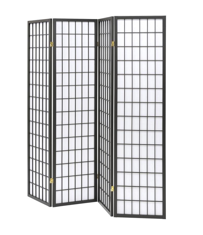  Roberto 4-panel Room Divider Folding Shoji Screen Dark Grey 902631