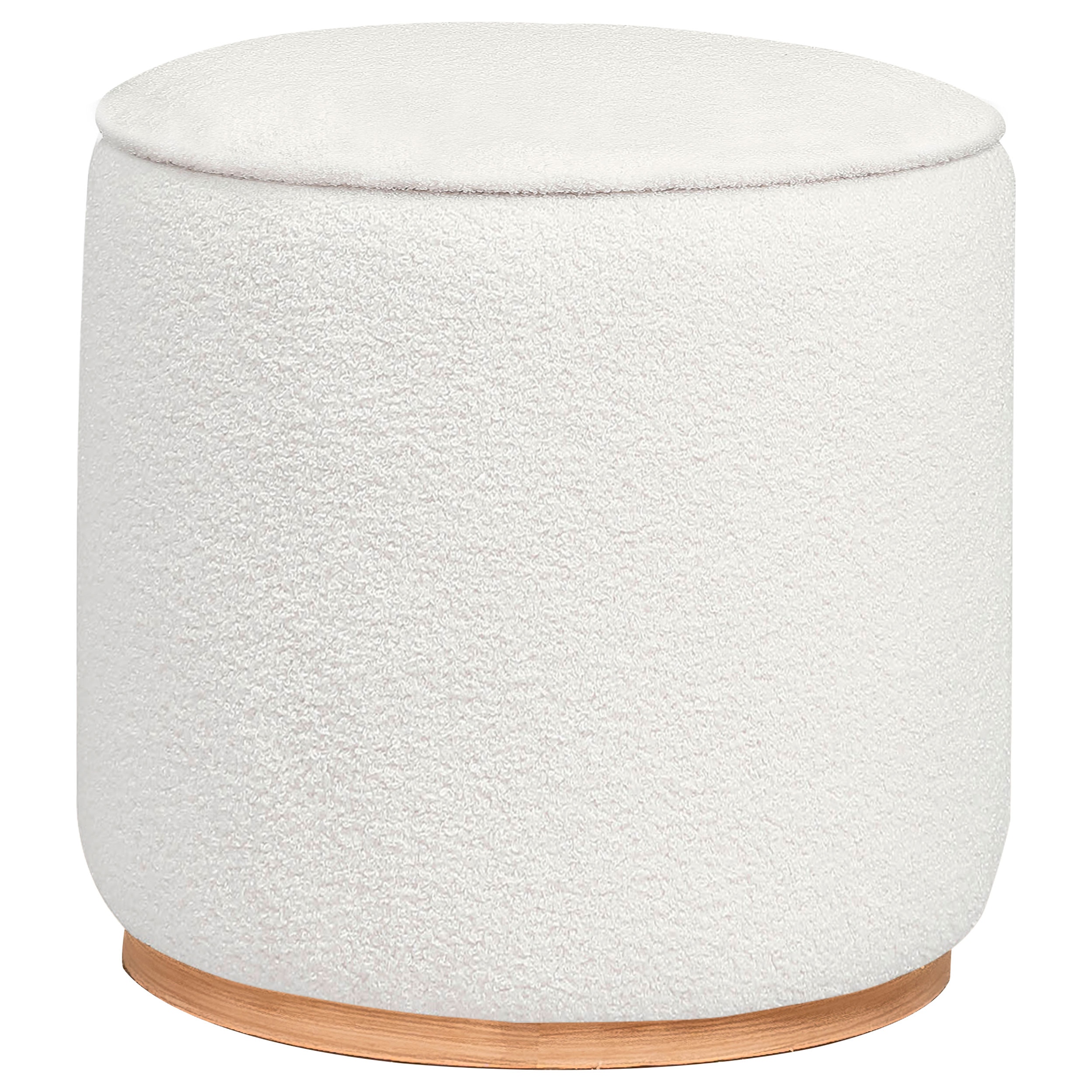 Coaster Zena Faux Sheepskin Upholstered Round Ottoman Ivory 910303