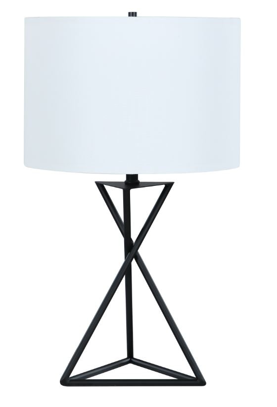 Coaster Table and Floor Lamps Mirio 26 inch Drum Shade Metal Bedside Table Lamp Black 920051