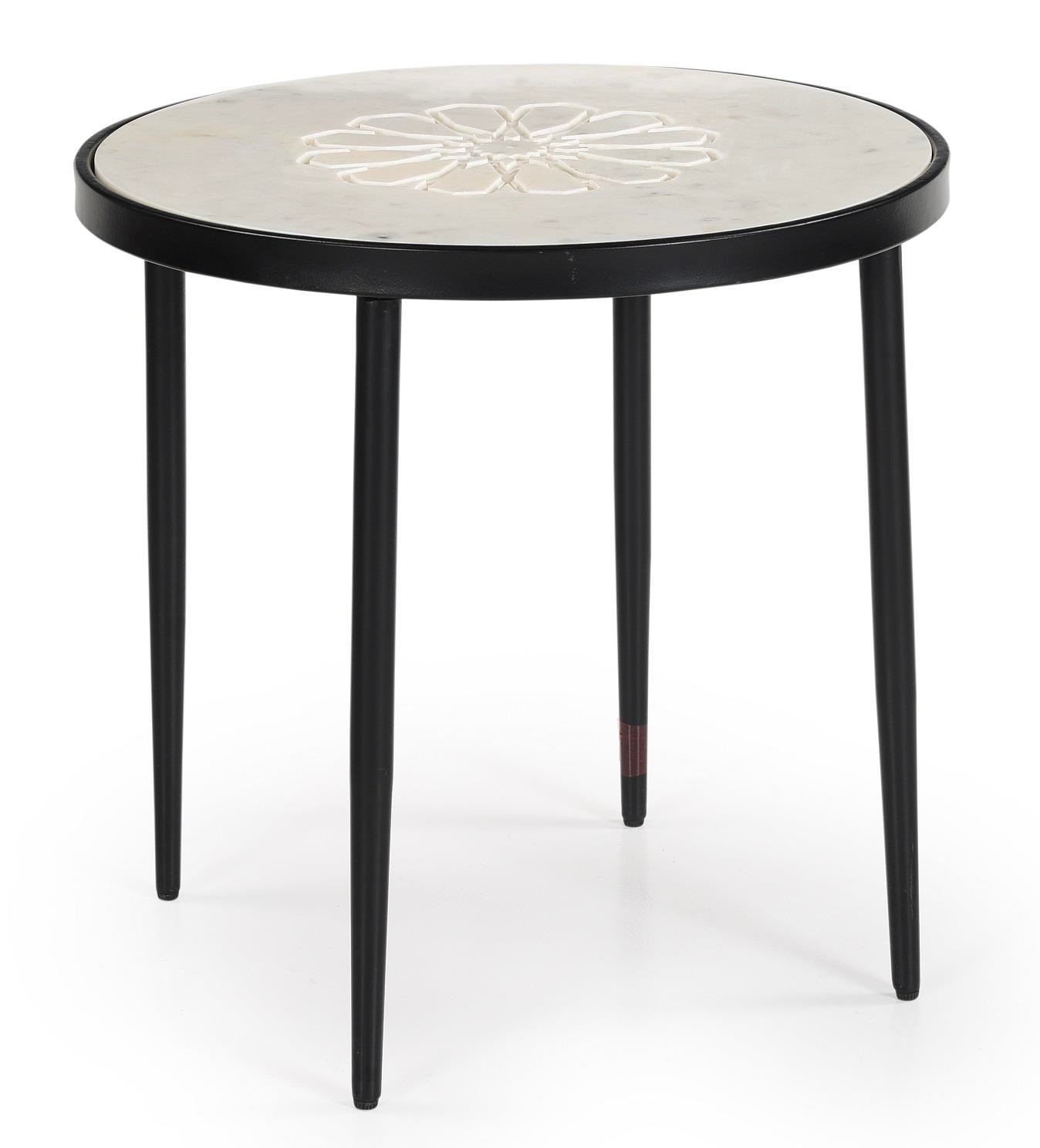 Coaster Living Room Kofi Round Marble Top Accent Side Table