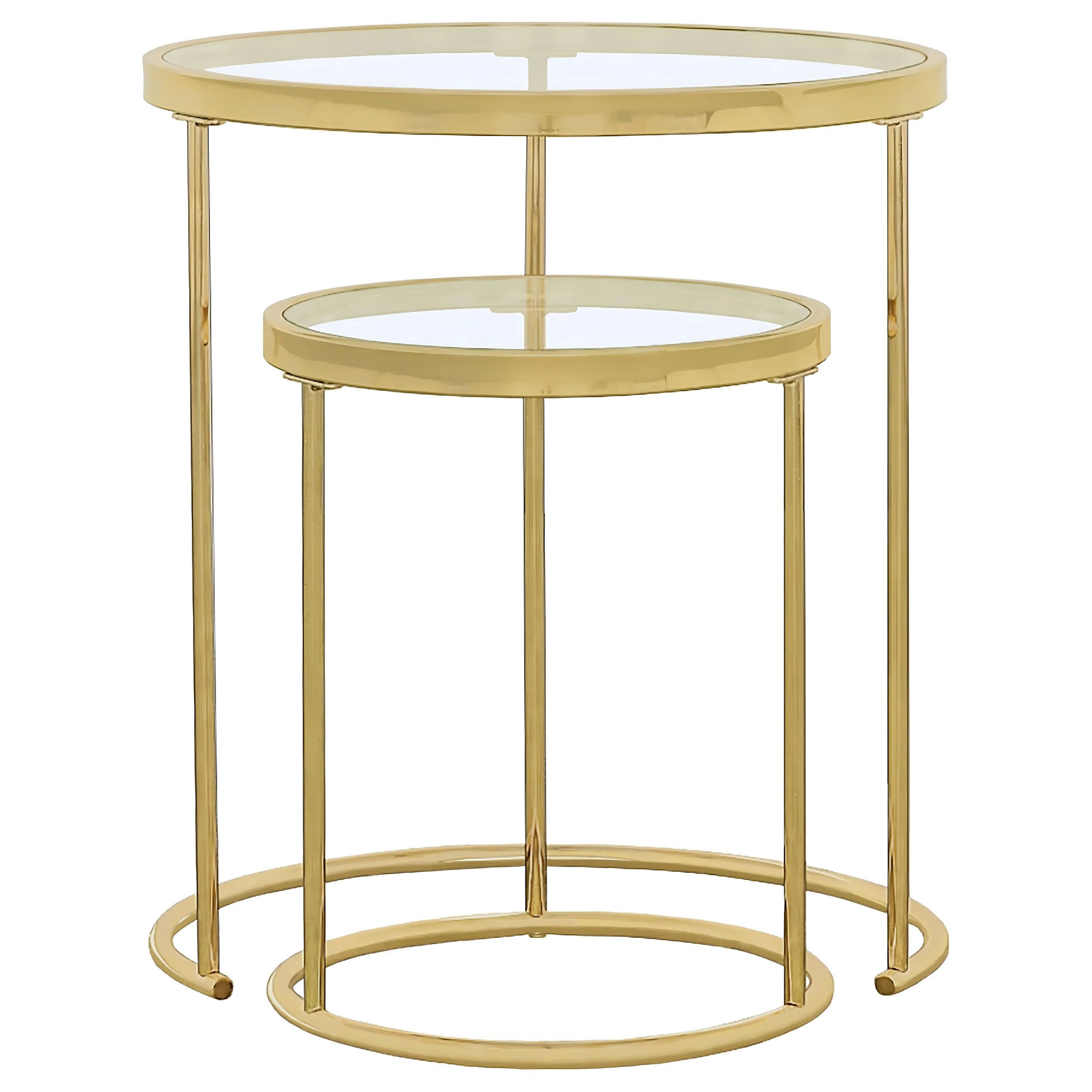 Coaster Living Room Maylin 2-piece Round Glass Top Nesting Table