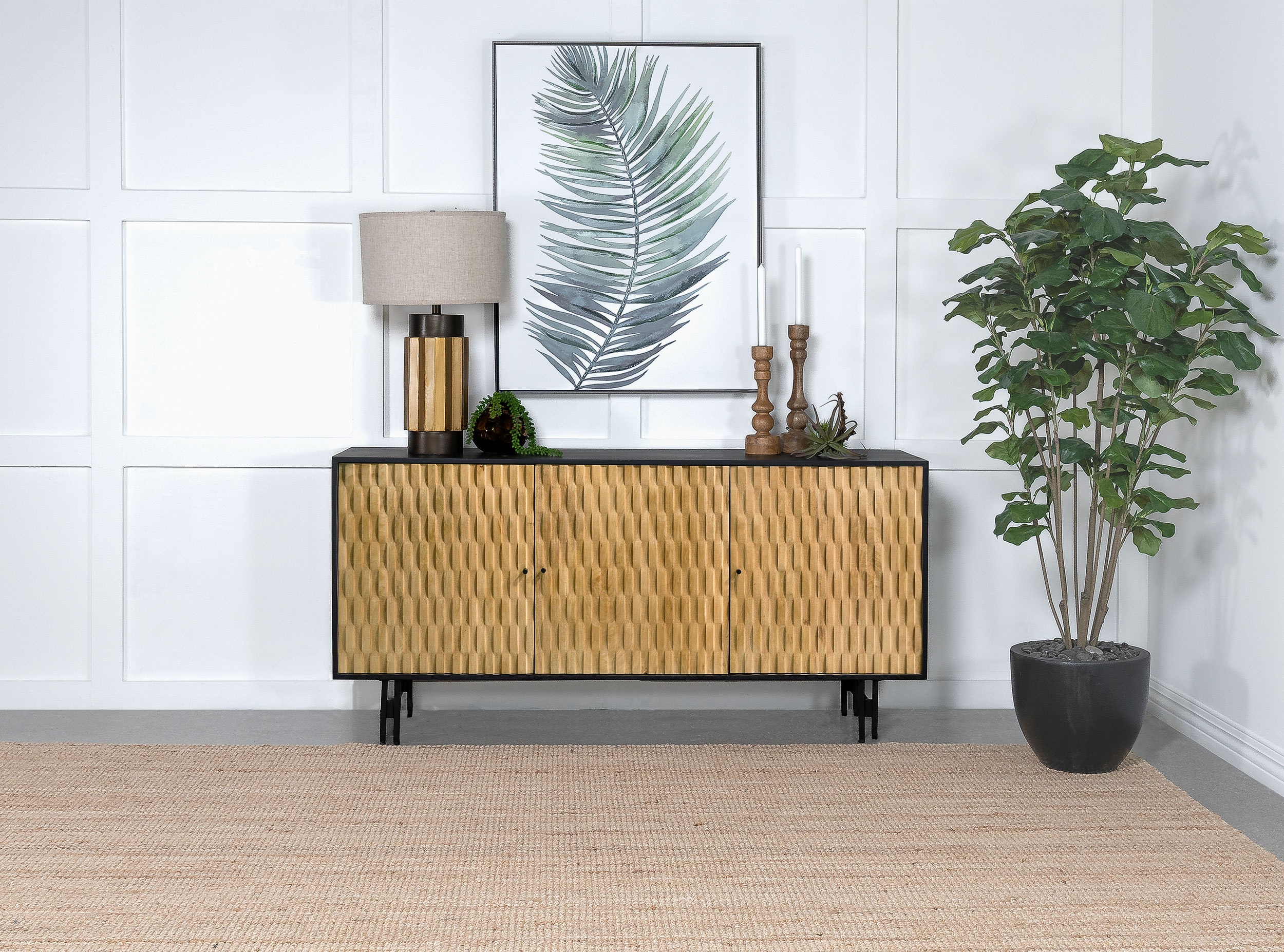 Coaster Living Room Aminah 3-door Wood Accent Cabinet Natural And