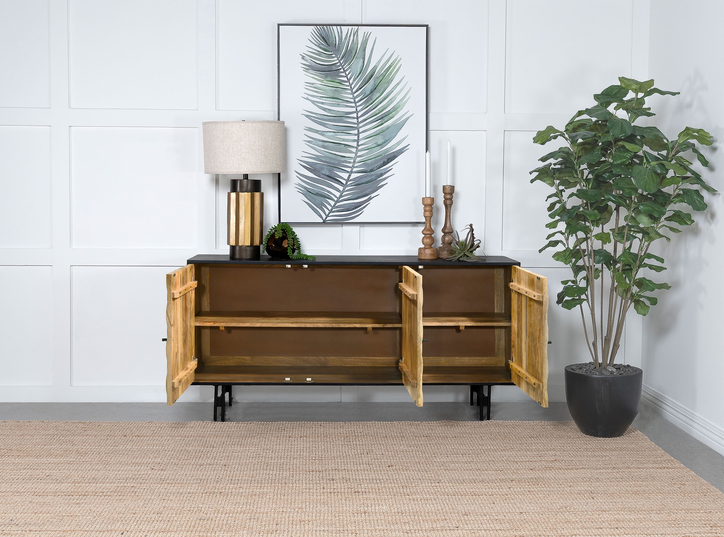 Coaster Living Room Aminah 3-door Wood Accent Cabinet Natural And