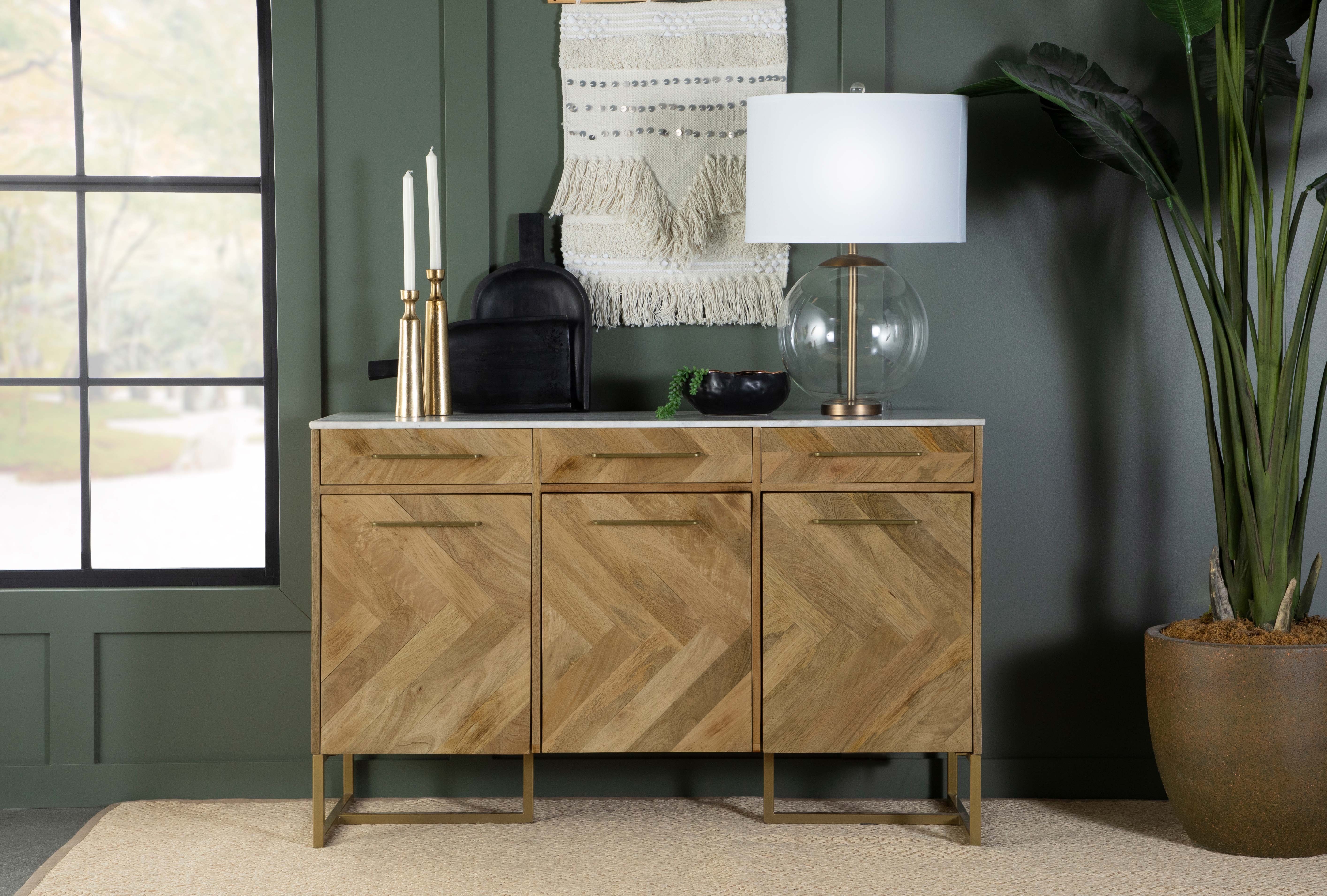Coaster Living Room Keaton 3-door Marble Top Herringbone