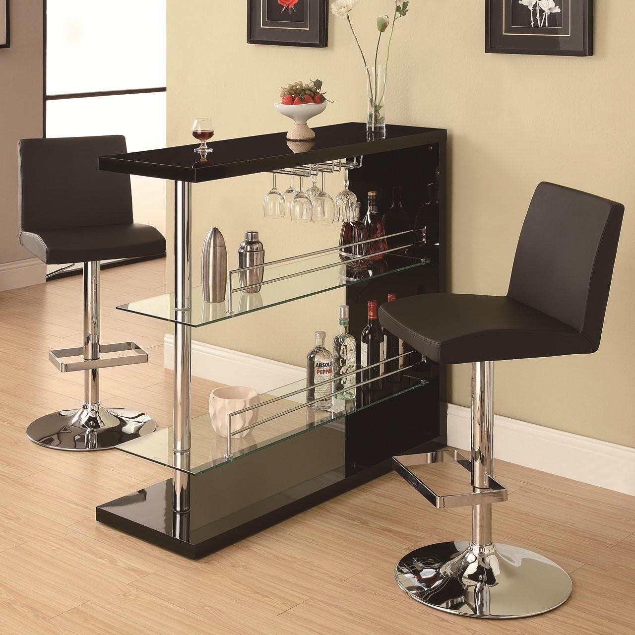 Coaster Bar and Game Room Contemporary Black Bar Unit 100165 Aminis