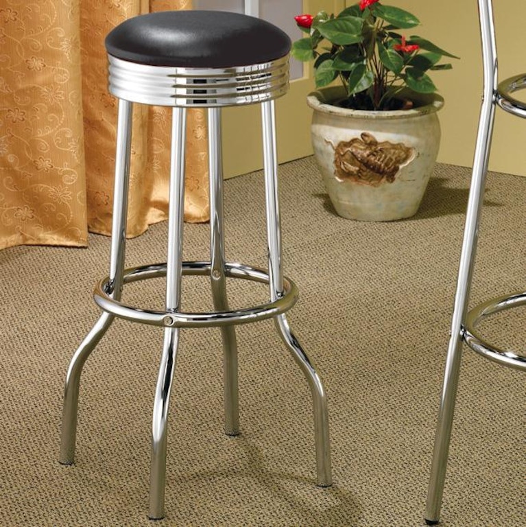 Coaster Casual Dining Retro Upholstered Metal Swivel Bar Stool Red