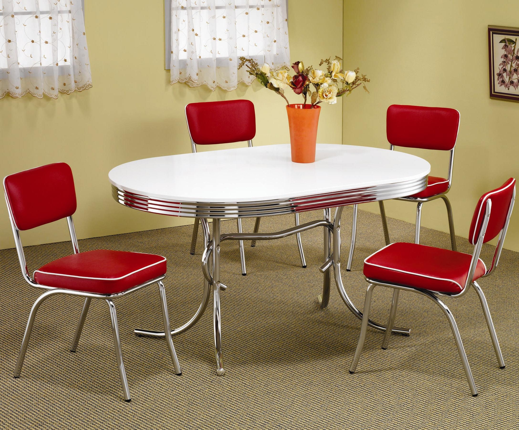Coaster Dining Room Retro Red And Chrome Dining Chair 2450R Furniture