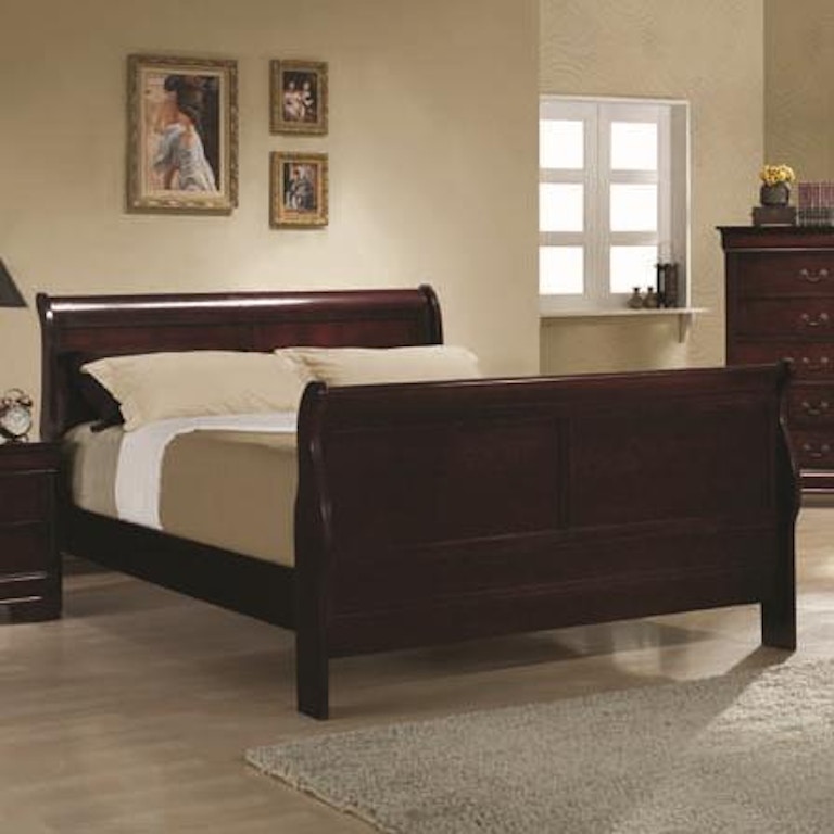 Furniture of America® Louis Philippe Cherry 5-Piece Queen Sleigh Bed Set