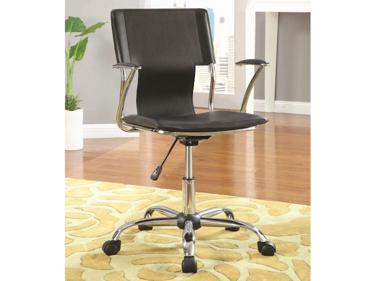 Coaster Contemporary Black and Chrome Adjustable Office Chair 800207 CO800207