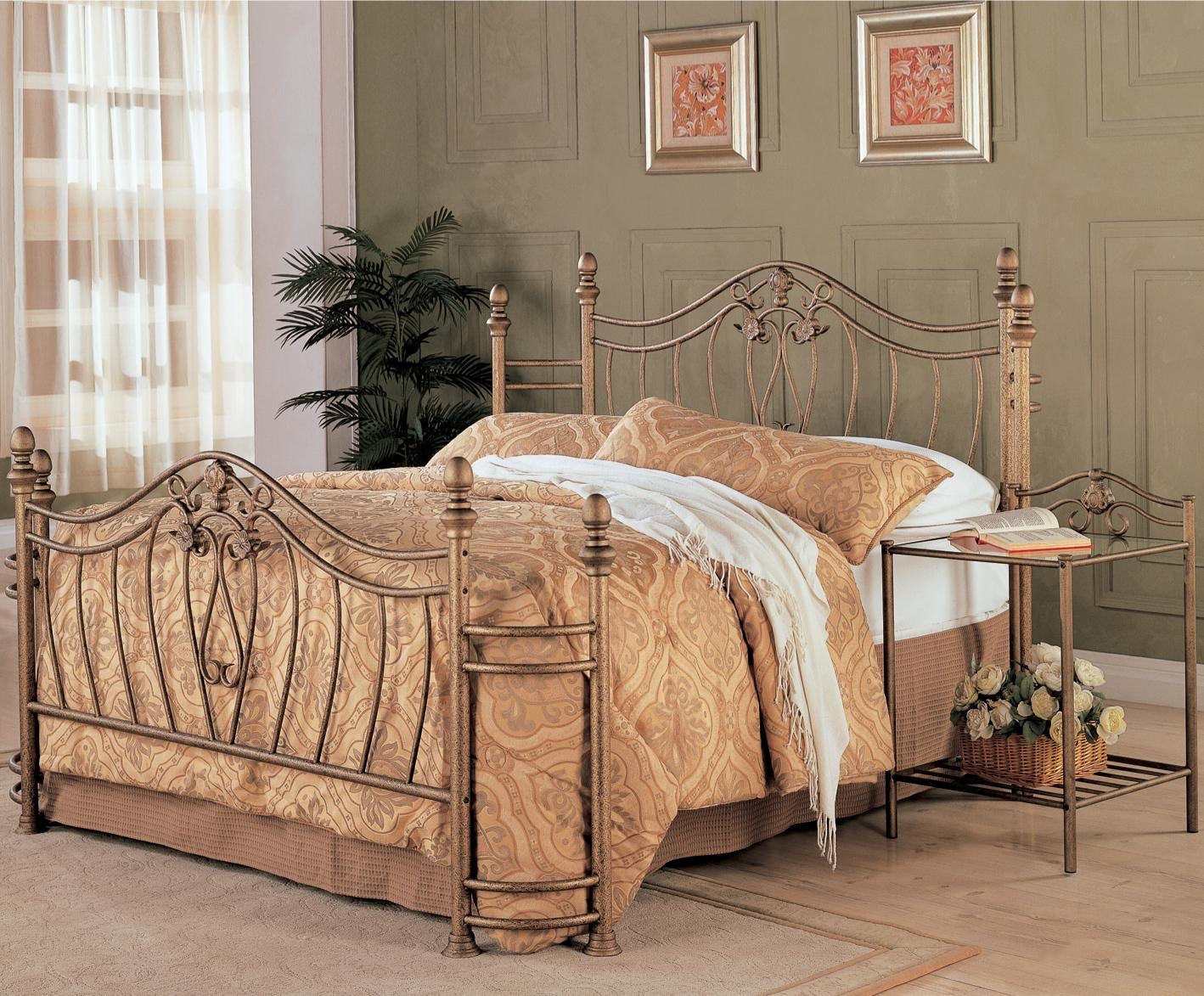 Metal bed frame queen with headboard online and footboard